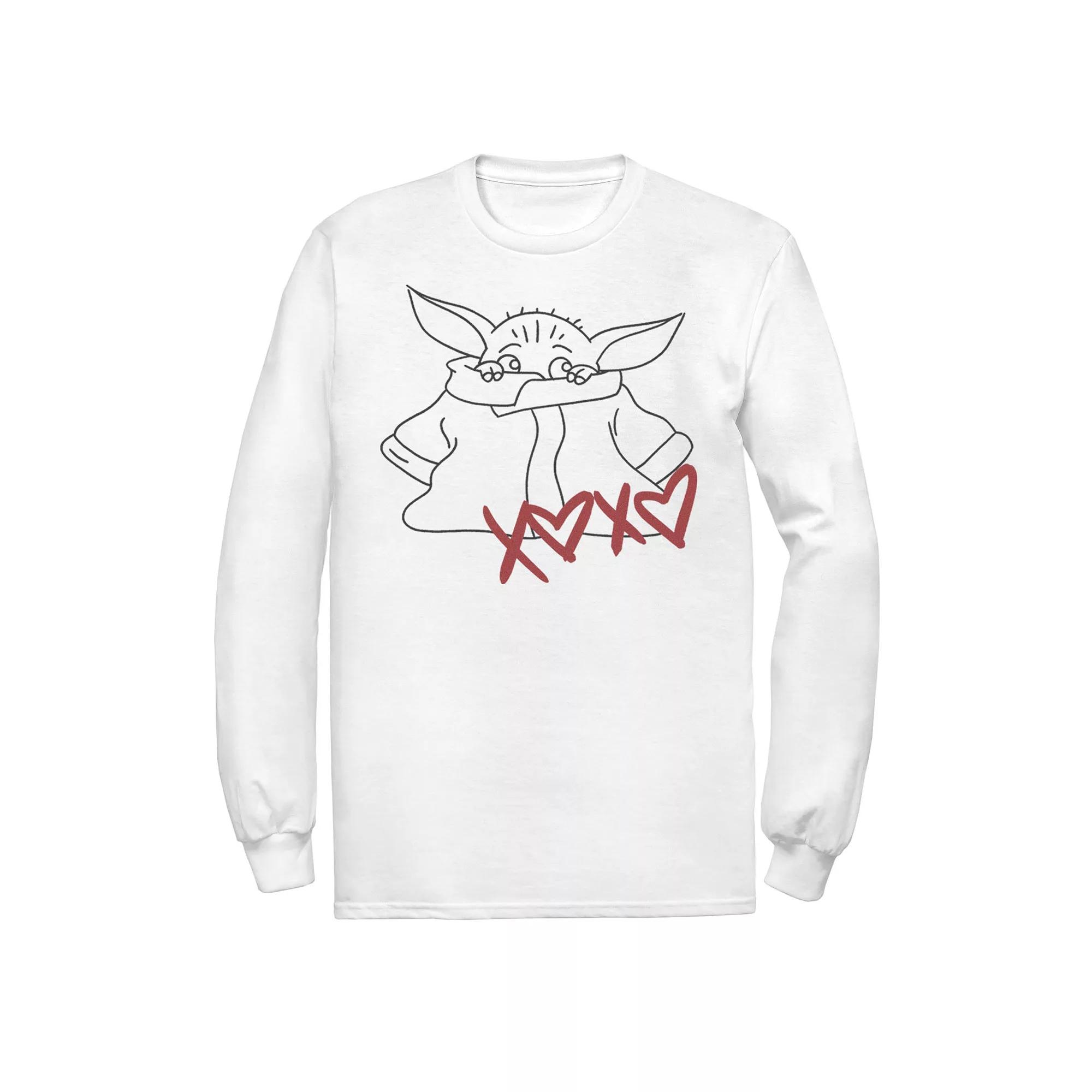 Men's Star Wars The Mandalorian The Child Valentine's Day Outline Tee, Size: Small, White Product Image