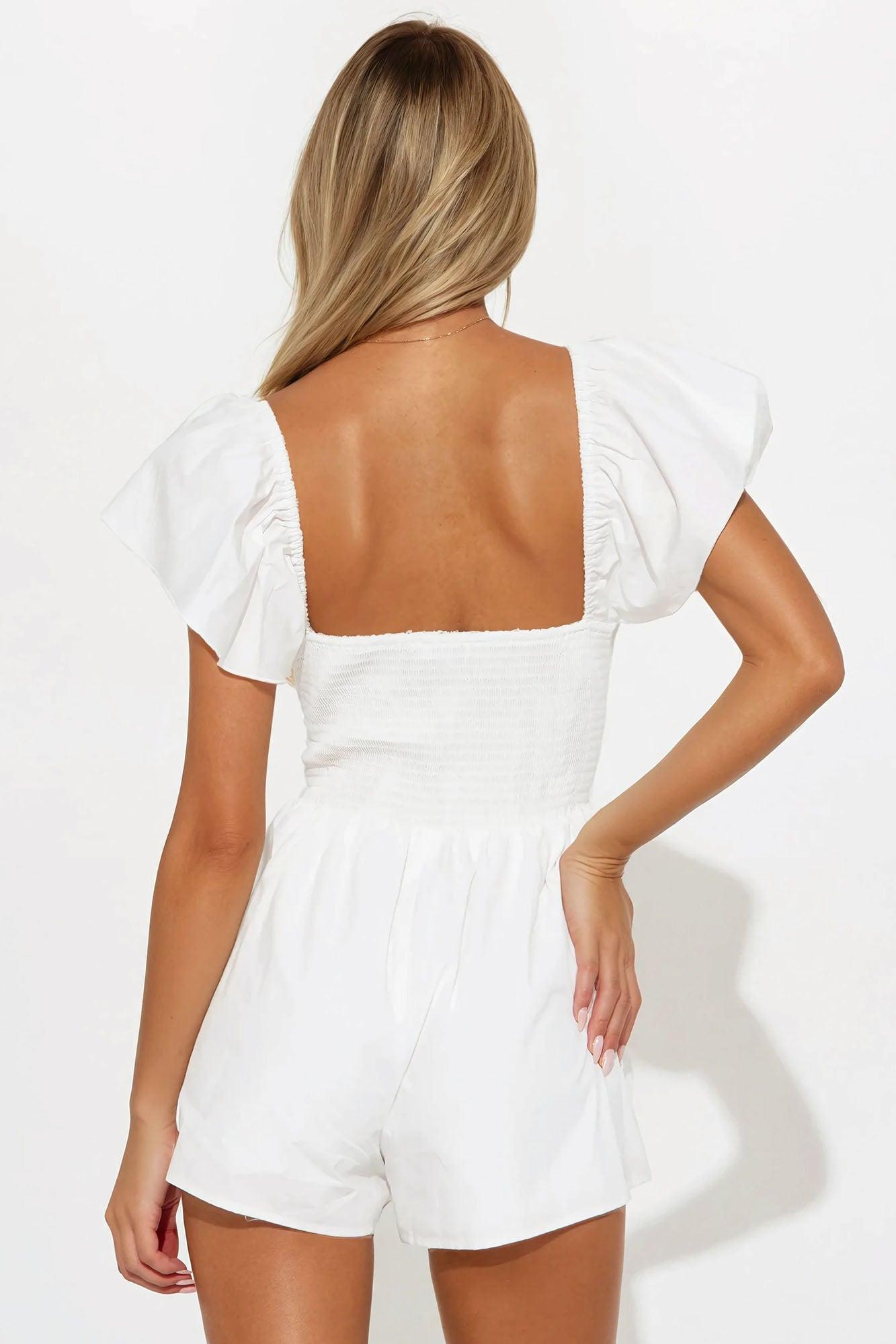Marcia Poplin Romper - White Product Image