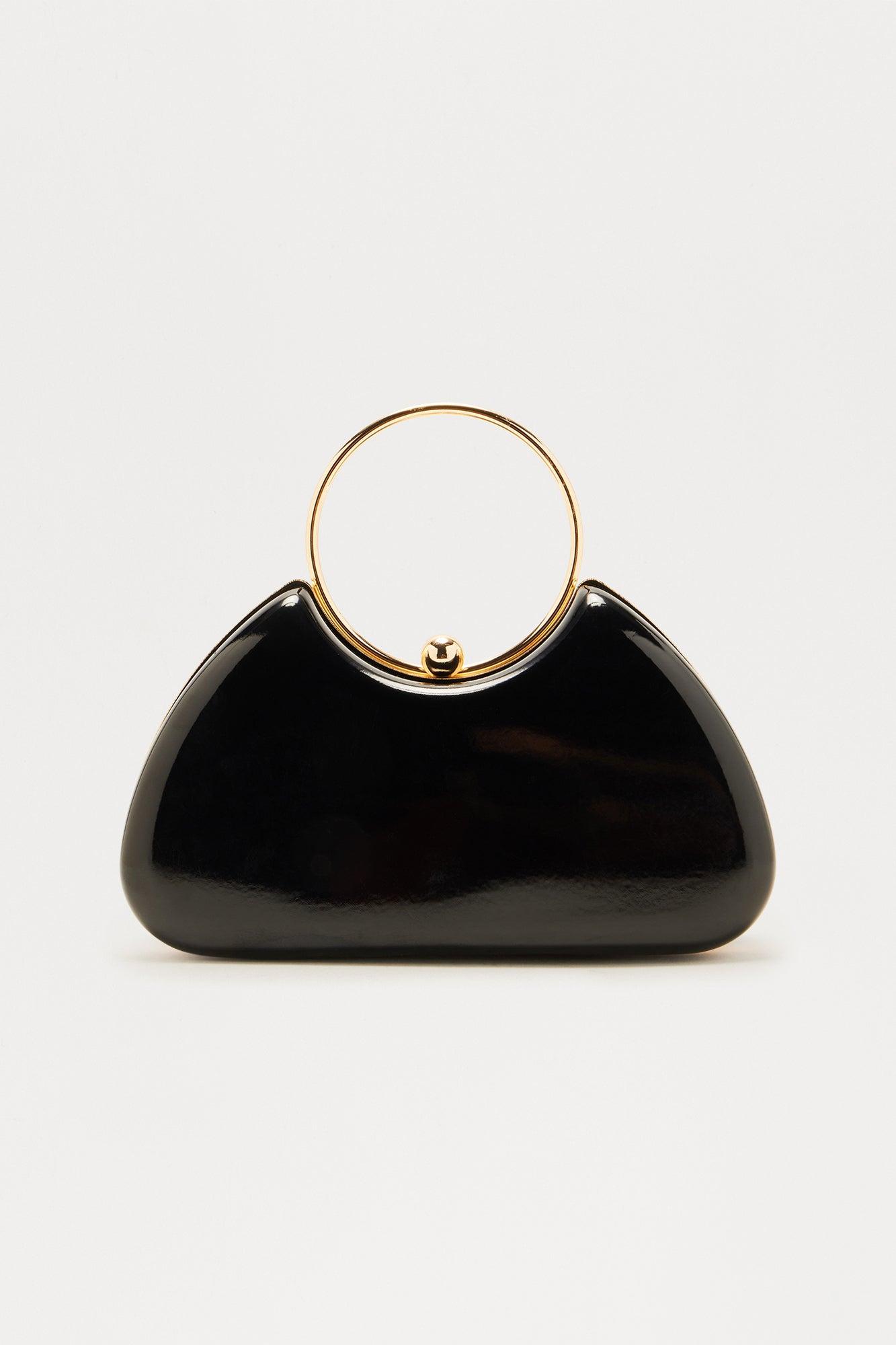 Hard Card Gold Clutch - Black Product Image