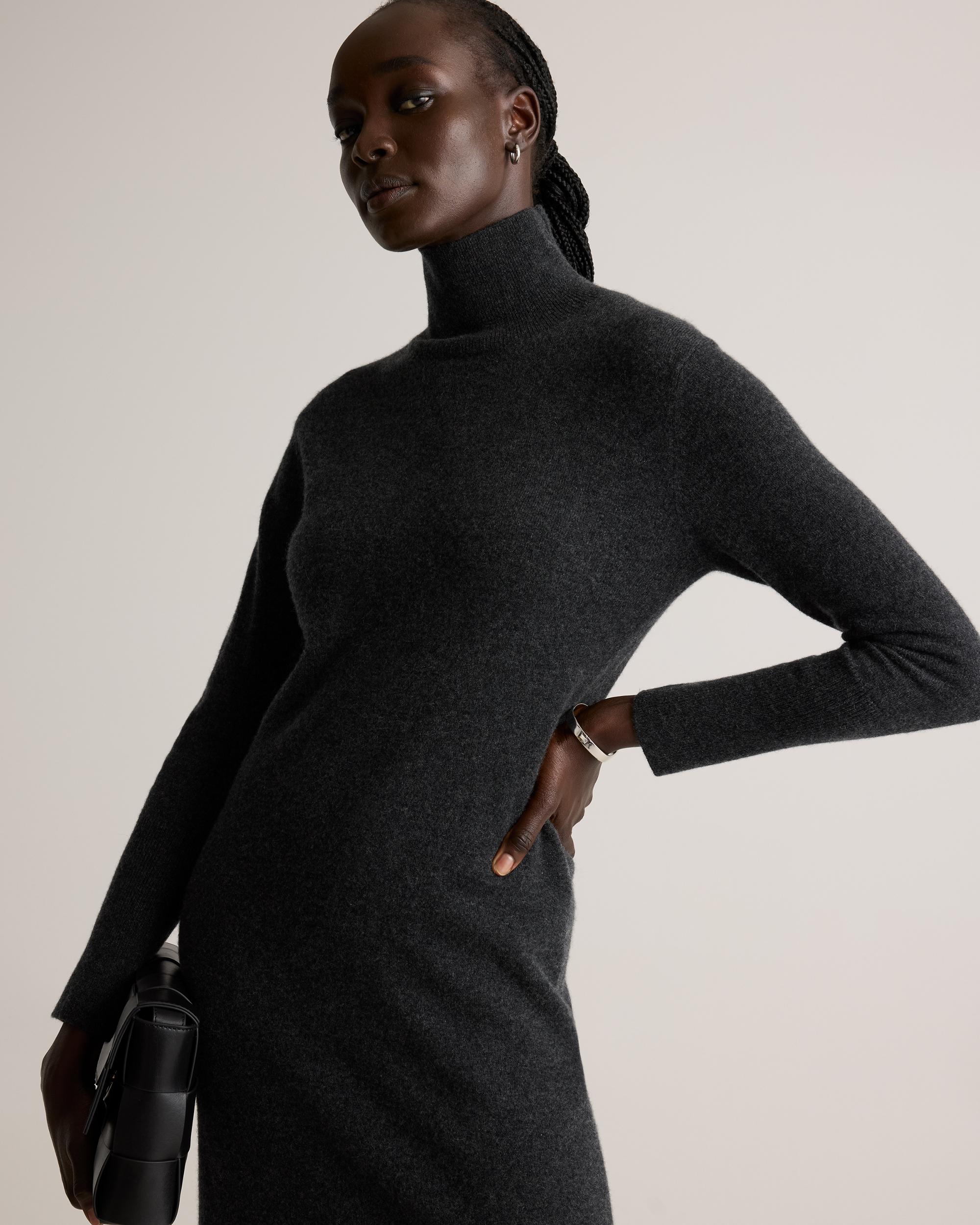 Quince | Women's Mongolian Cashmere Turtleneck Midi Sweater Dress Product Image