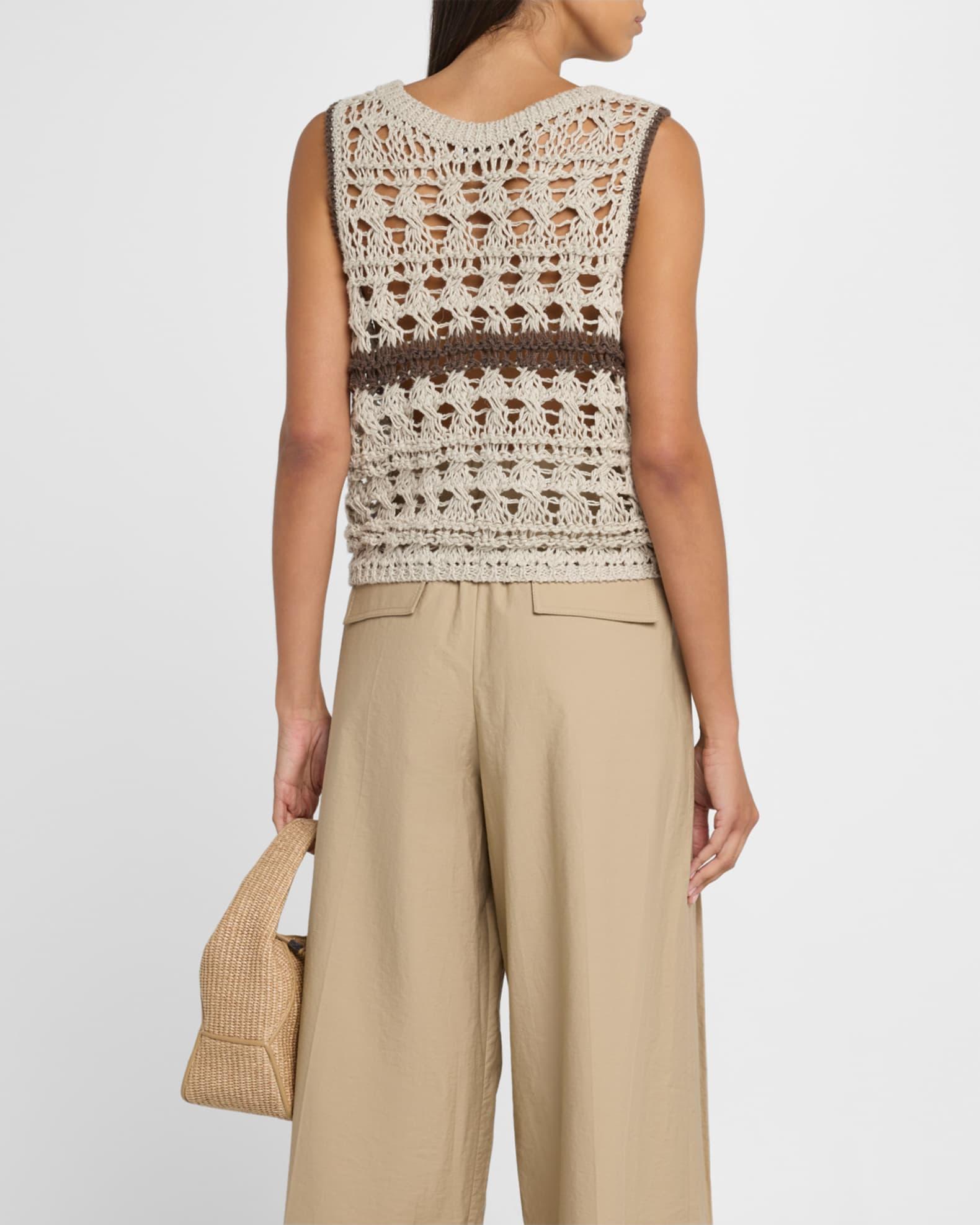 Contrast Stripe Open Knit Tank Top Product Image