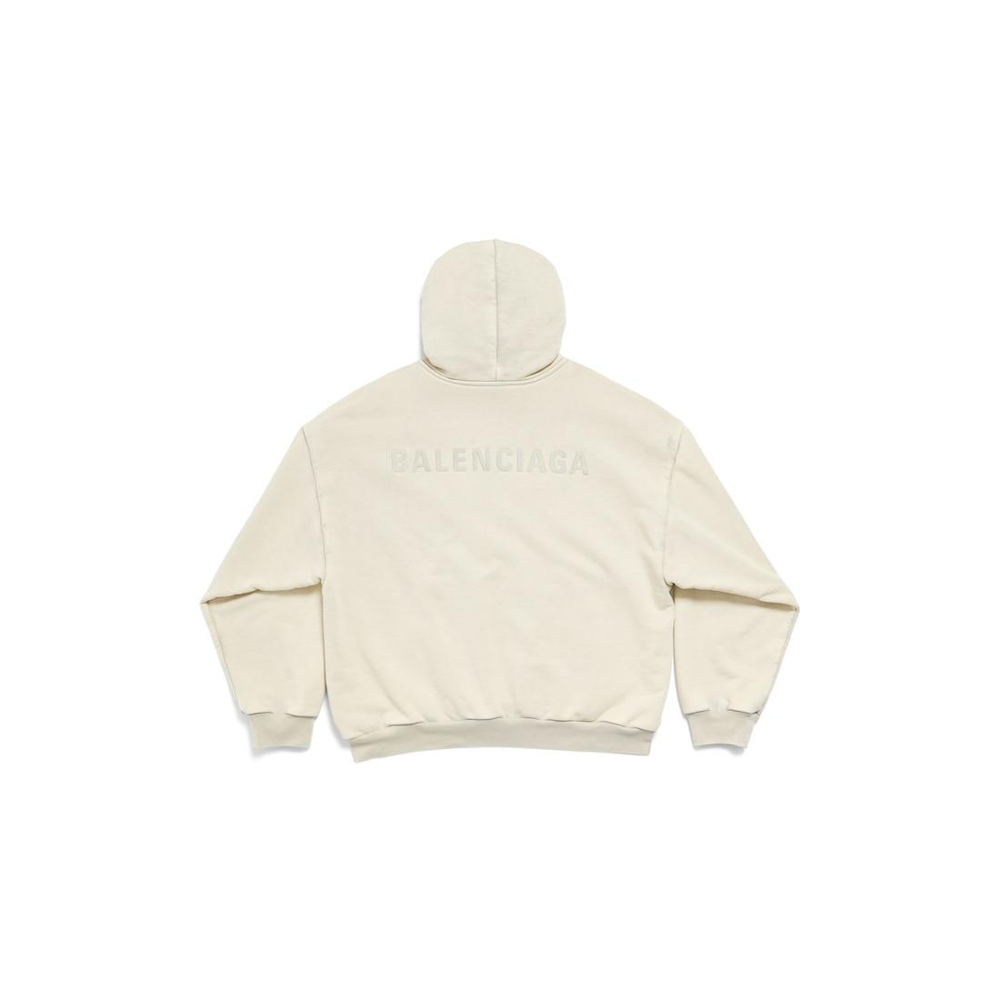 Men's New Balenciaga Back Hoodie Medium Fit in Light Grey Product Image