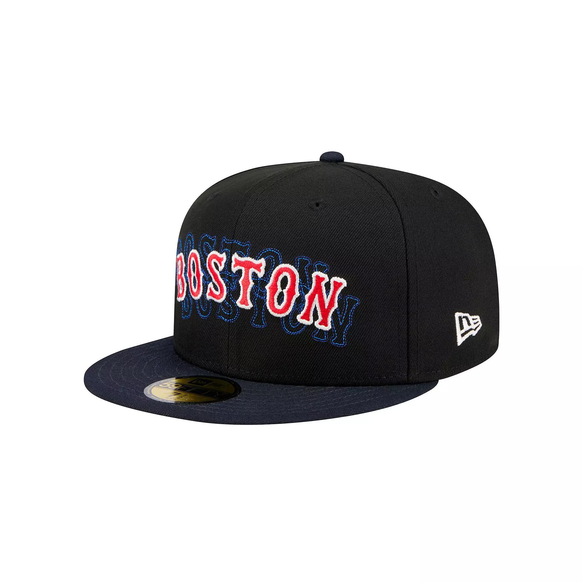 Men's New Era Black Boston Red Sox Shadow Stitch 59FIFTY Fitted Hat,  Product Image