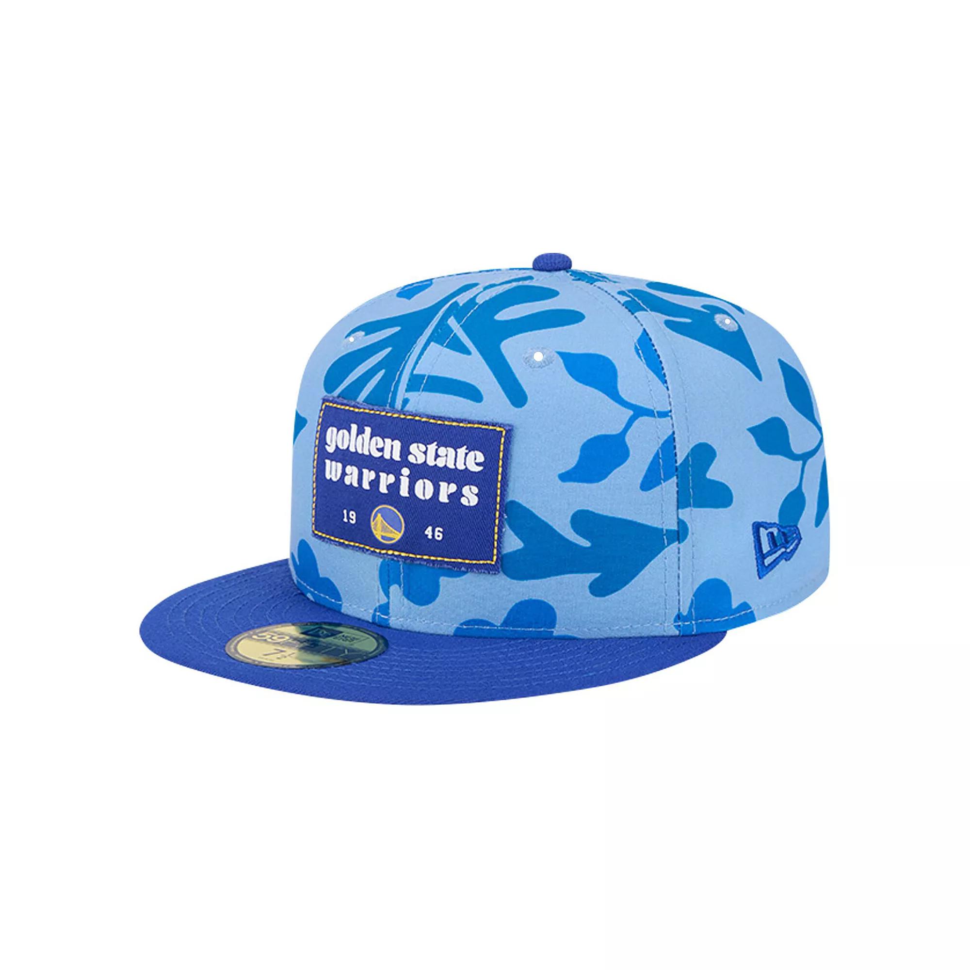 Men's New Era Royal Golden State Warriors Palm Fronds 2-Tone 59FIFTY Fitted Hat,  Product Image