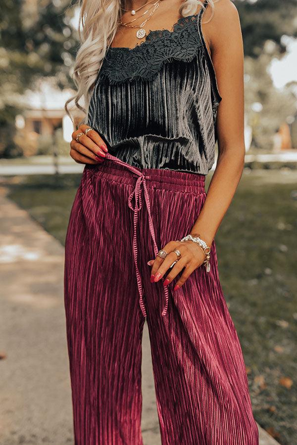 The Blossom Pleated Pants In Berry Product Image