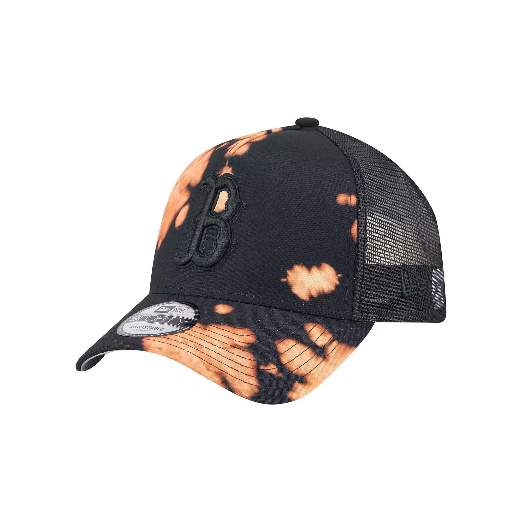 Men's New Era Black Boston Red Sox Bleached A-Frame 9FORTY Adjustable Hat Product Image