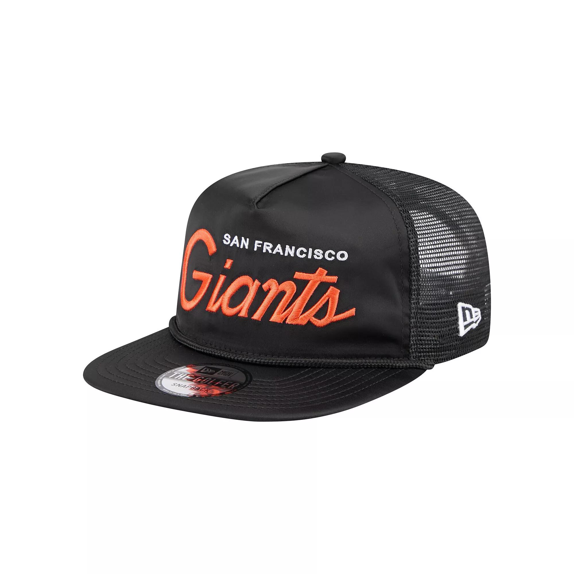 Men's New Era Black San Francisco Giants Retro Satin Script Golfer Adjustable Hat Product Image