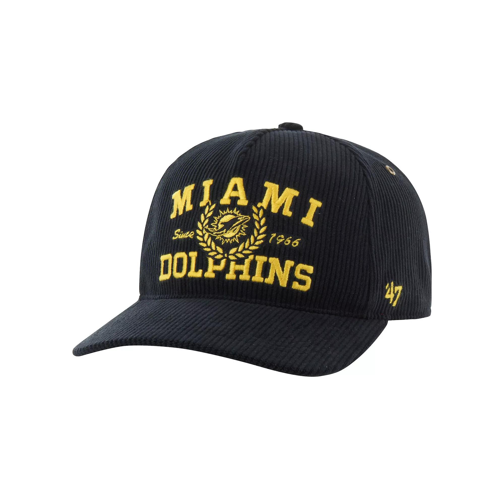 Men's '47 Black Miami Dolphins Letterman Hitch Adjustable Hat Product Image