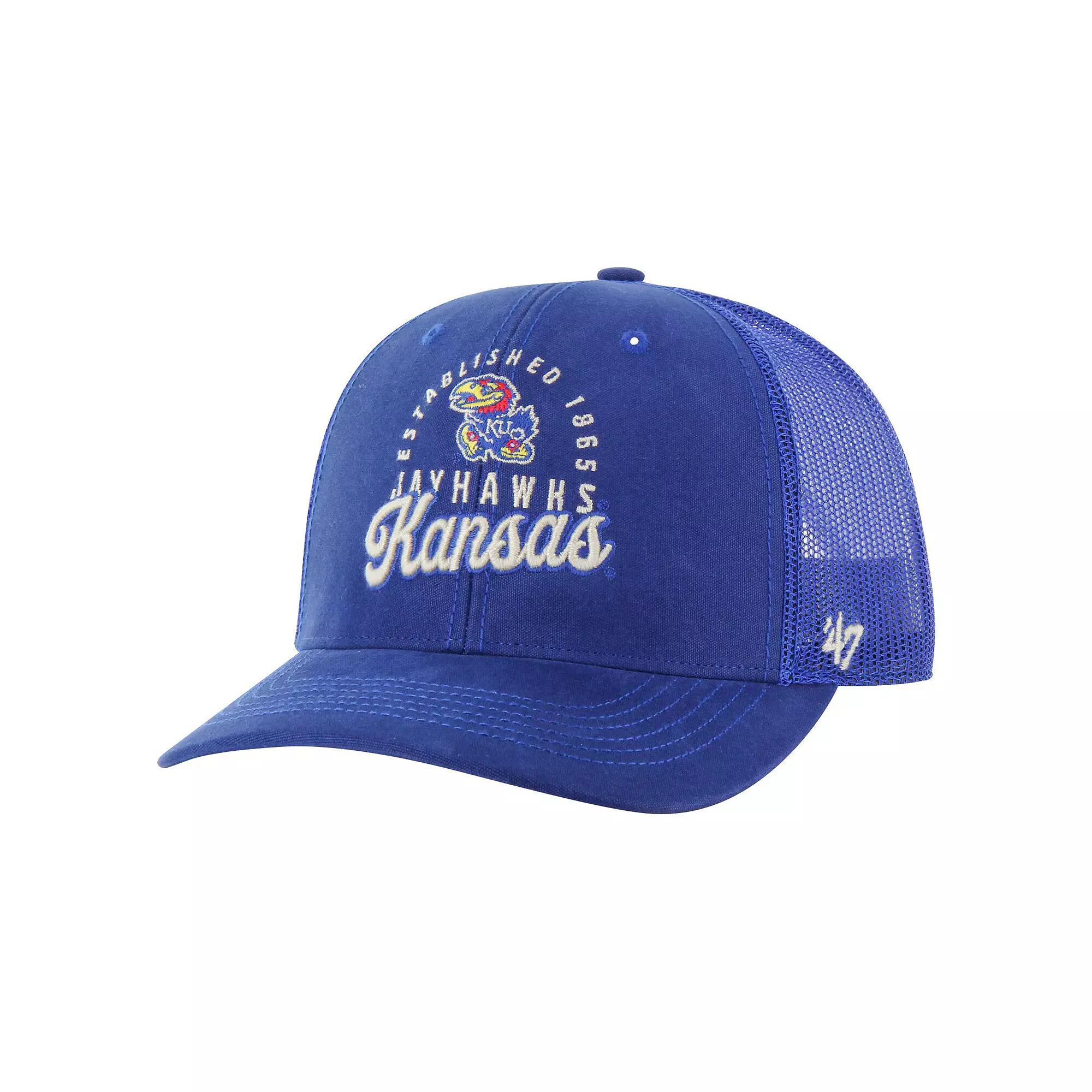 Men's '47 Royal Kansas Jayhawks Pitstop Trucker Adjustable Hat, Blue Product Image