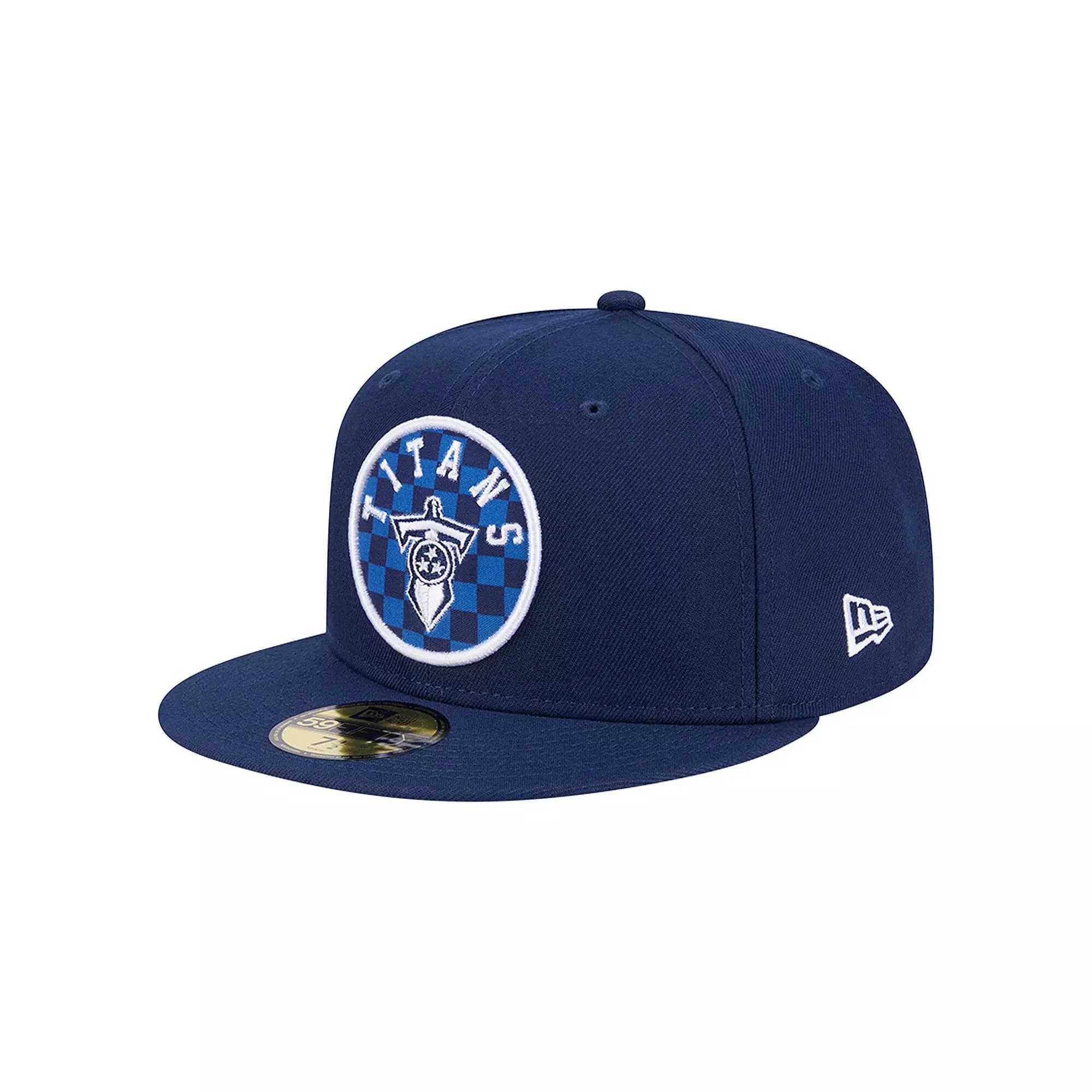 Men's New Era Navy Tennessee Titans Checkered 59FIFTY Fitted Hat, Size: 7 7/8, Blue Product Image