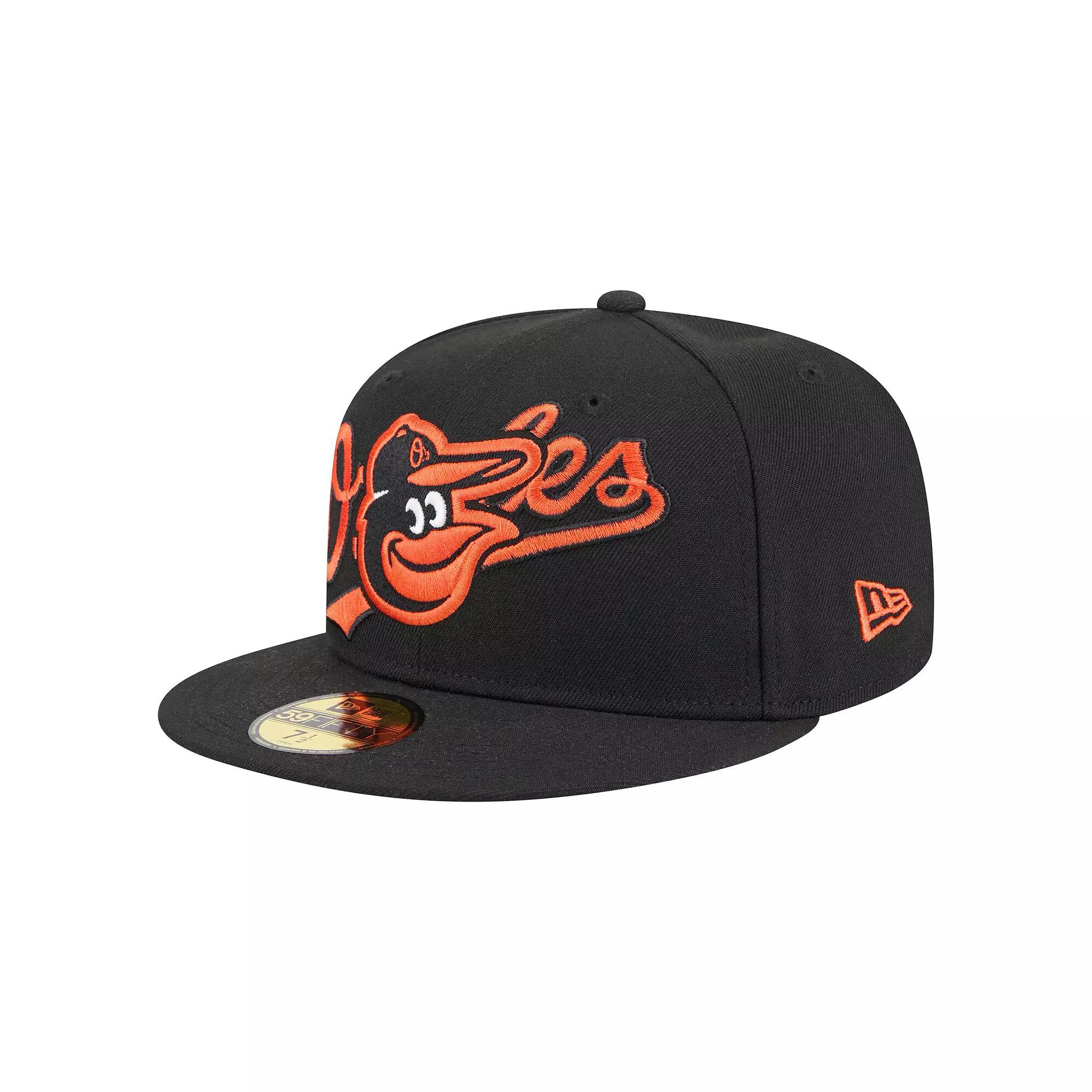 Men's New Era Black Baltimore Orioles Overlap 59FIFTY Fitted Hat,  Product Image