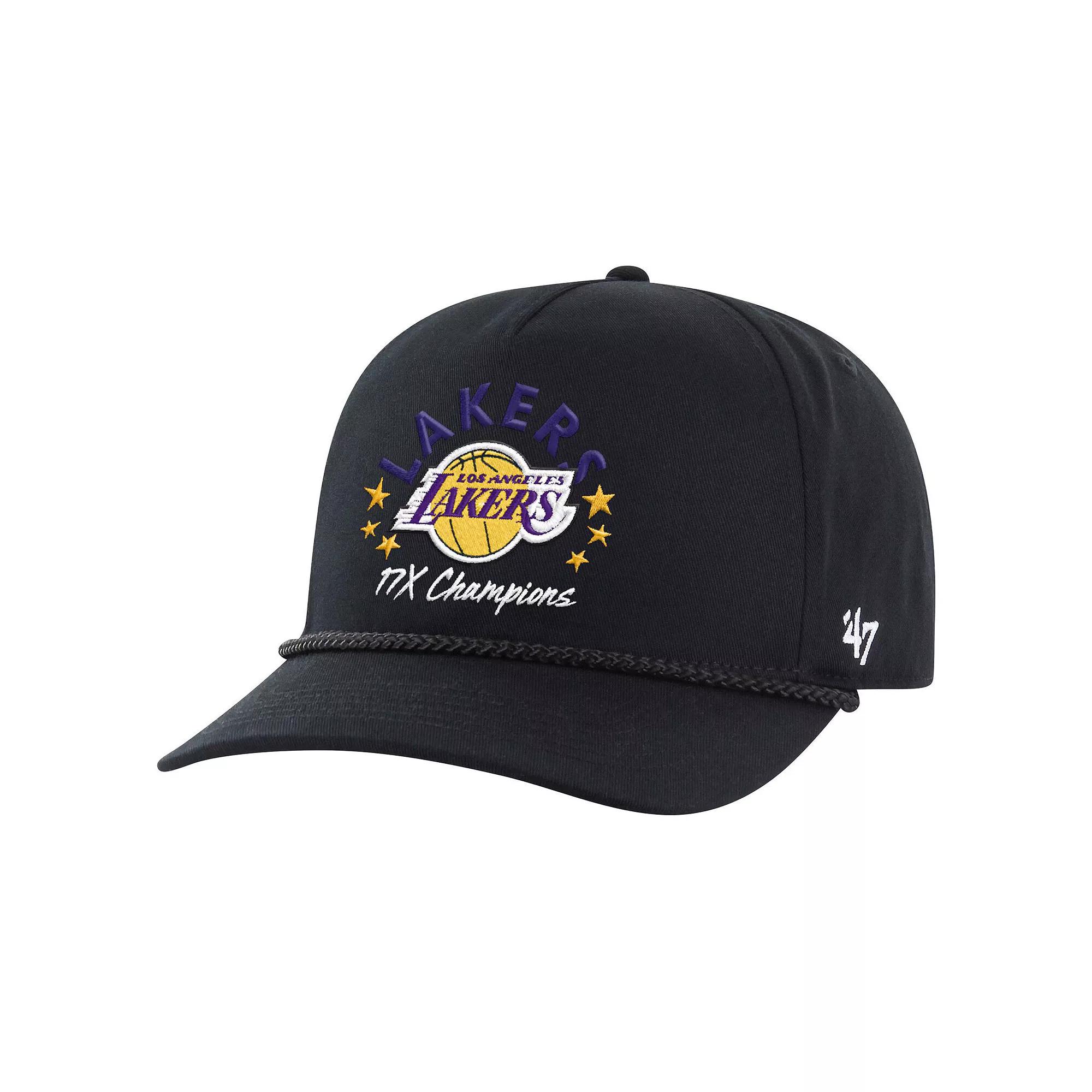 Men's '47 Black Los Angeles Lakers Champs Global Star Hitch Adjustable Hat Product Image