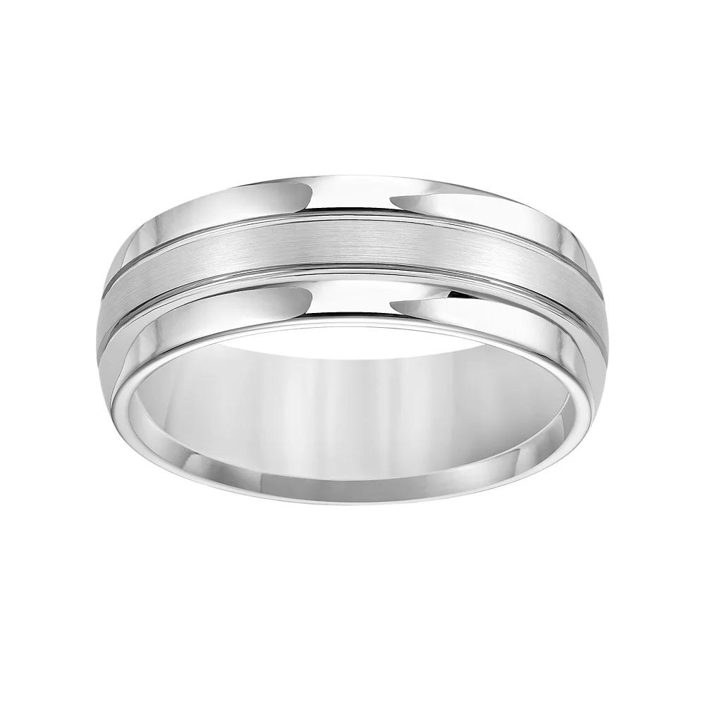 AXL White Tungsten Groove Men's Wedding Band, Size: 12, Grey Product Image