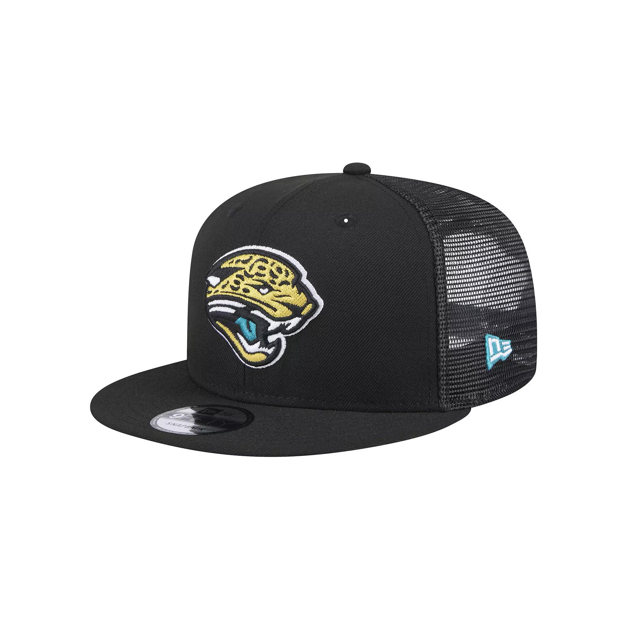 Men's New Era Black Jacksonville Jaguars Throwback Logo Shade Trucker 9FIFTY Snapback Hat Product Image