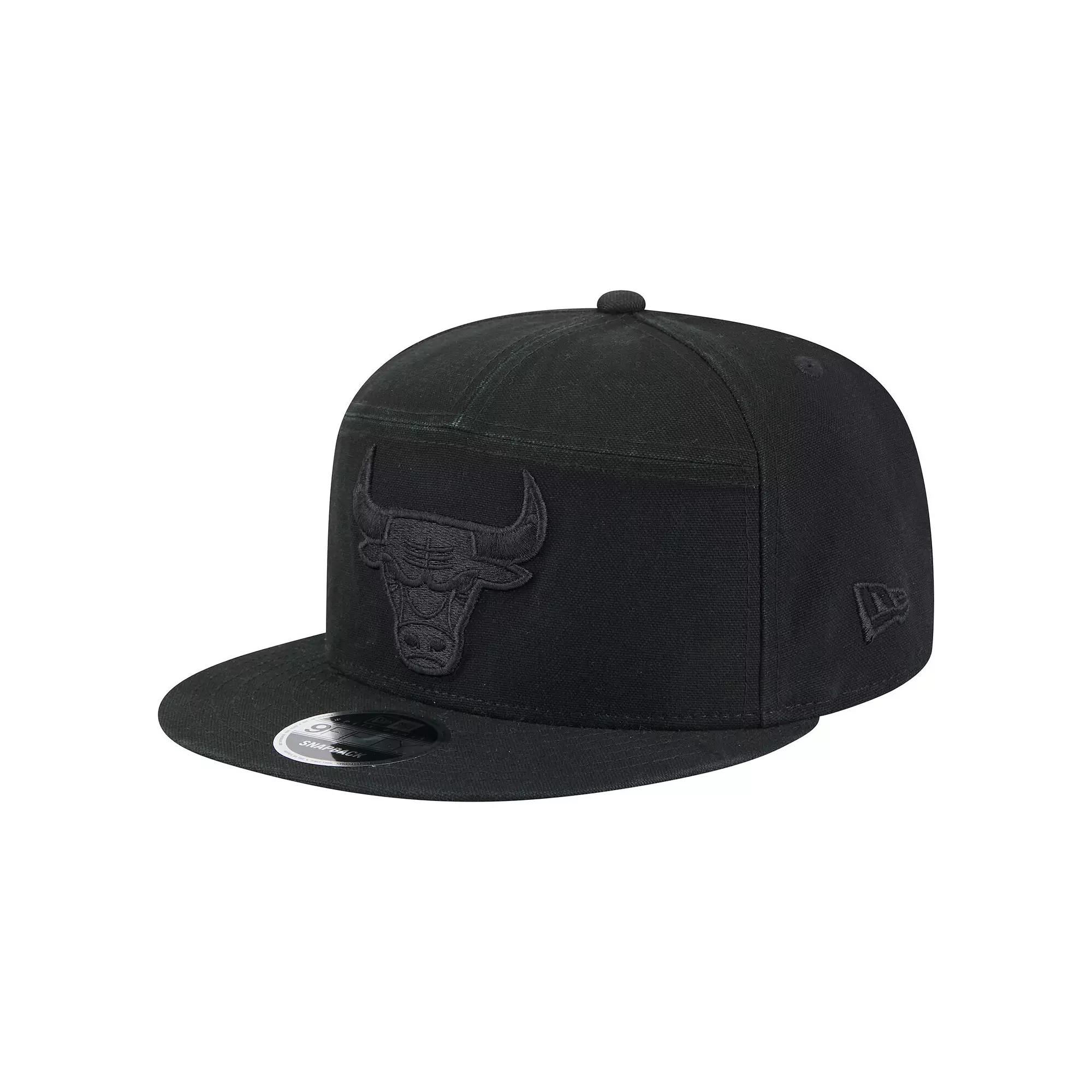 Men's New Era Black Chicago Bulls Adventure Canvas Split Panel 9FIFTY Snapback Hat Product Image