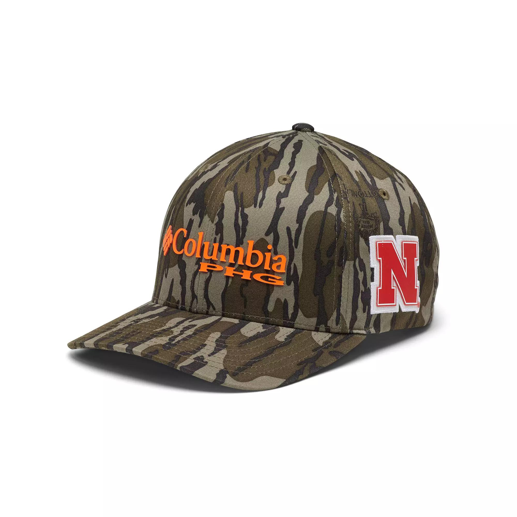 Men's Columbia Mossy Oak Camo Nebraska Huskers Bottomland Flex Hat, Size: Small/Medium, Green Product Image