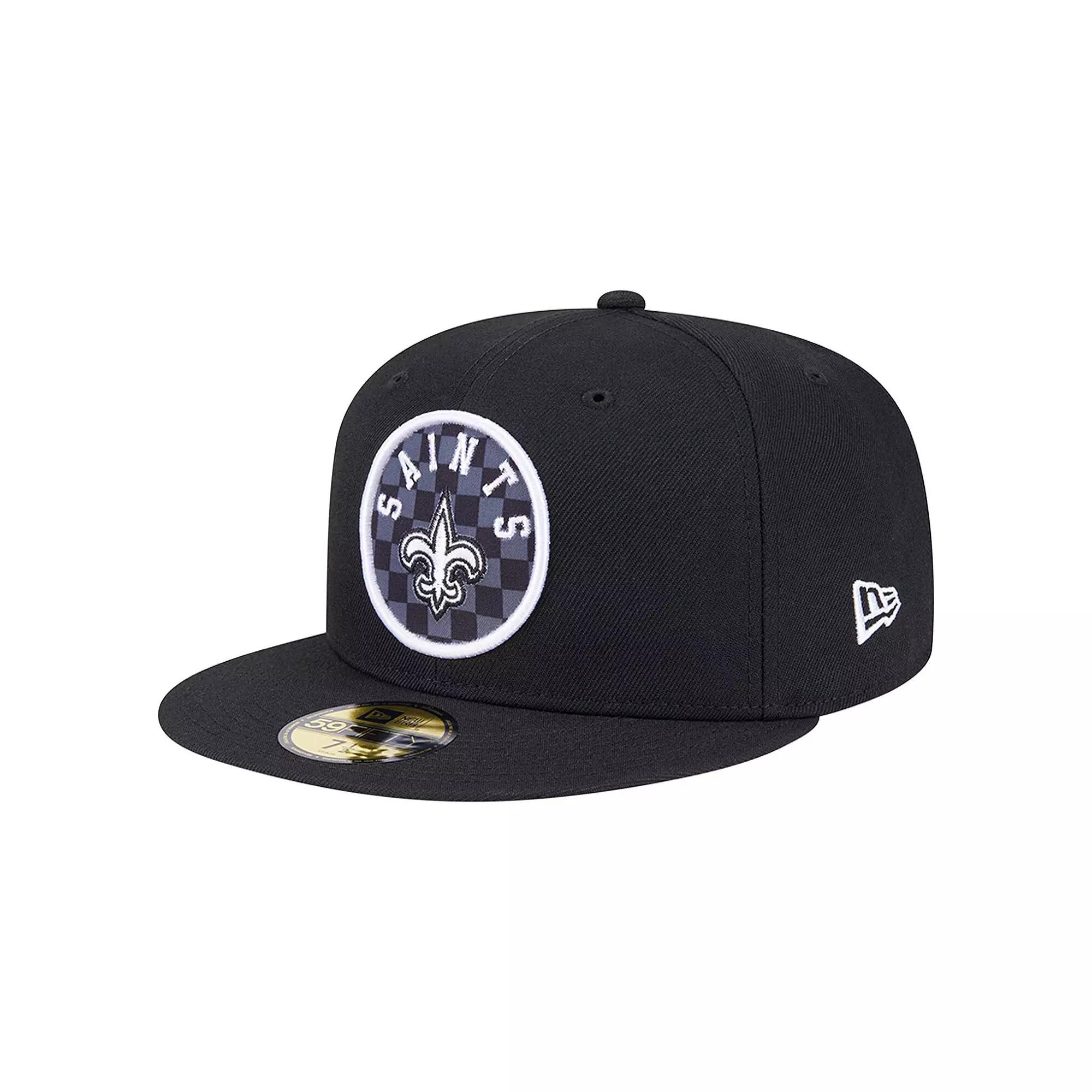 Men's New Era Black New Orleans Saints Checkered 59FIFTY Fitted Hat,  Product Image
