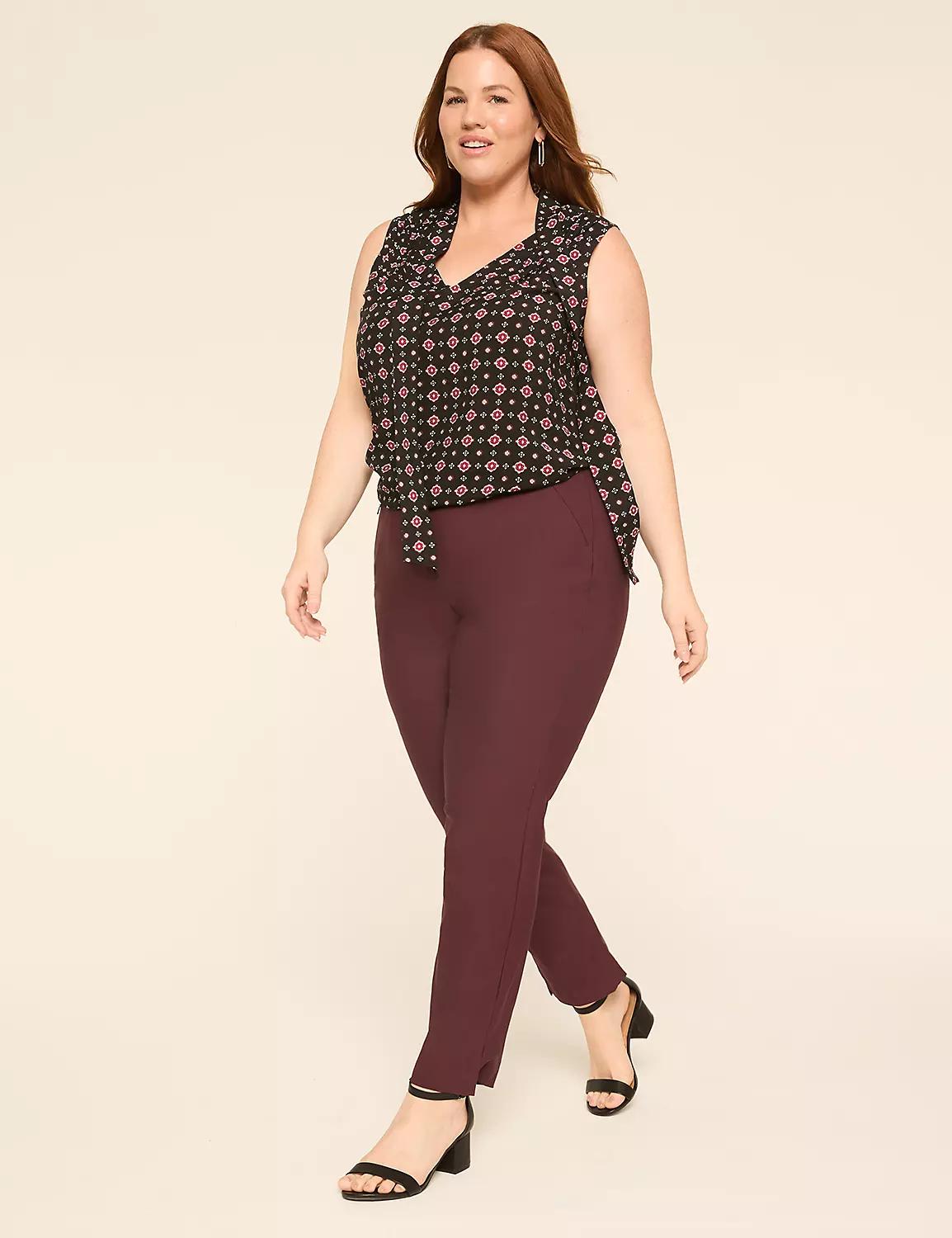 Sleeveless Tie-Neck Pintuck-Detail Top Product Image