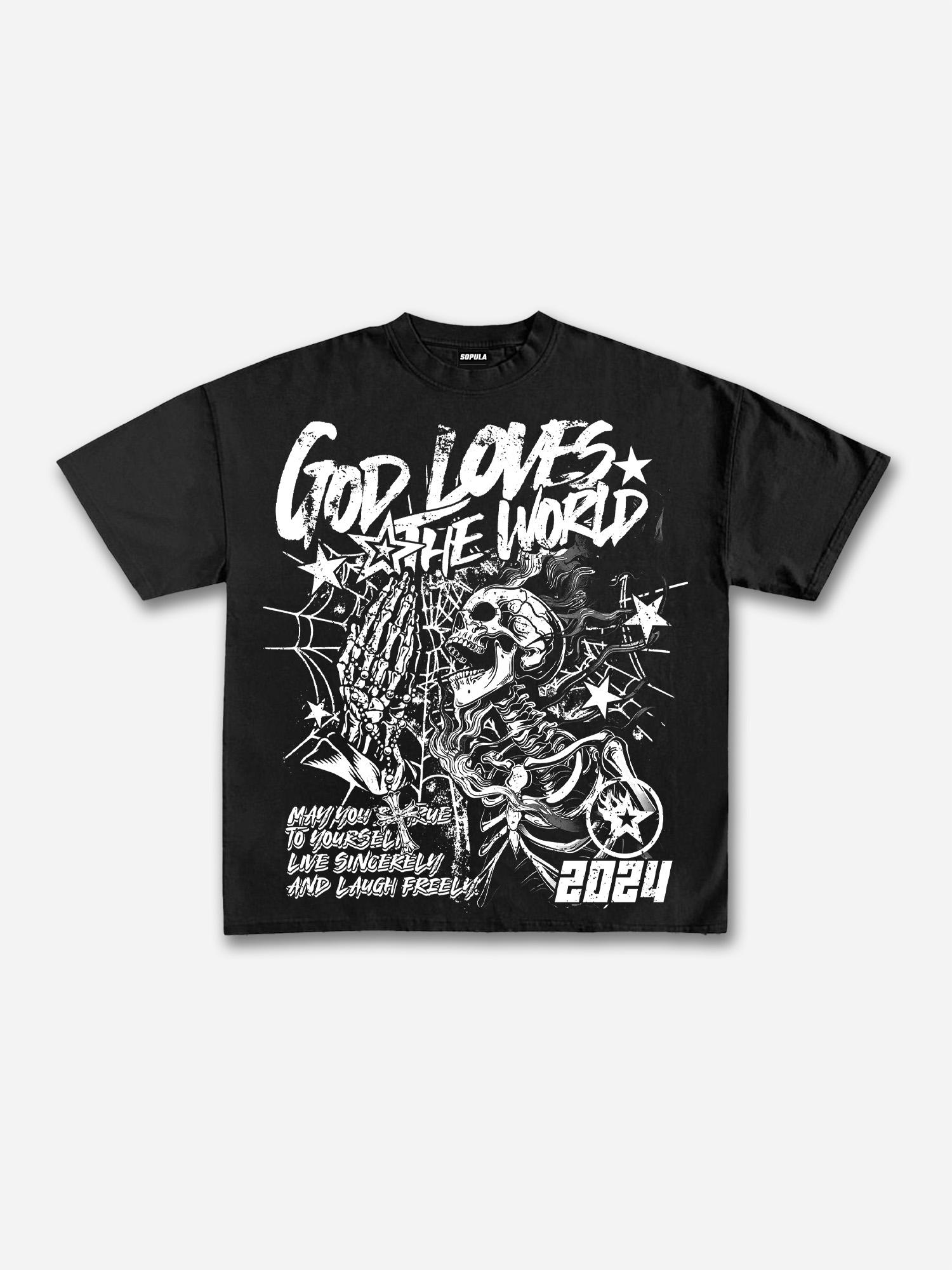 God Loves The World Vintage Graphic Cotton T-Shirt Product Image