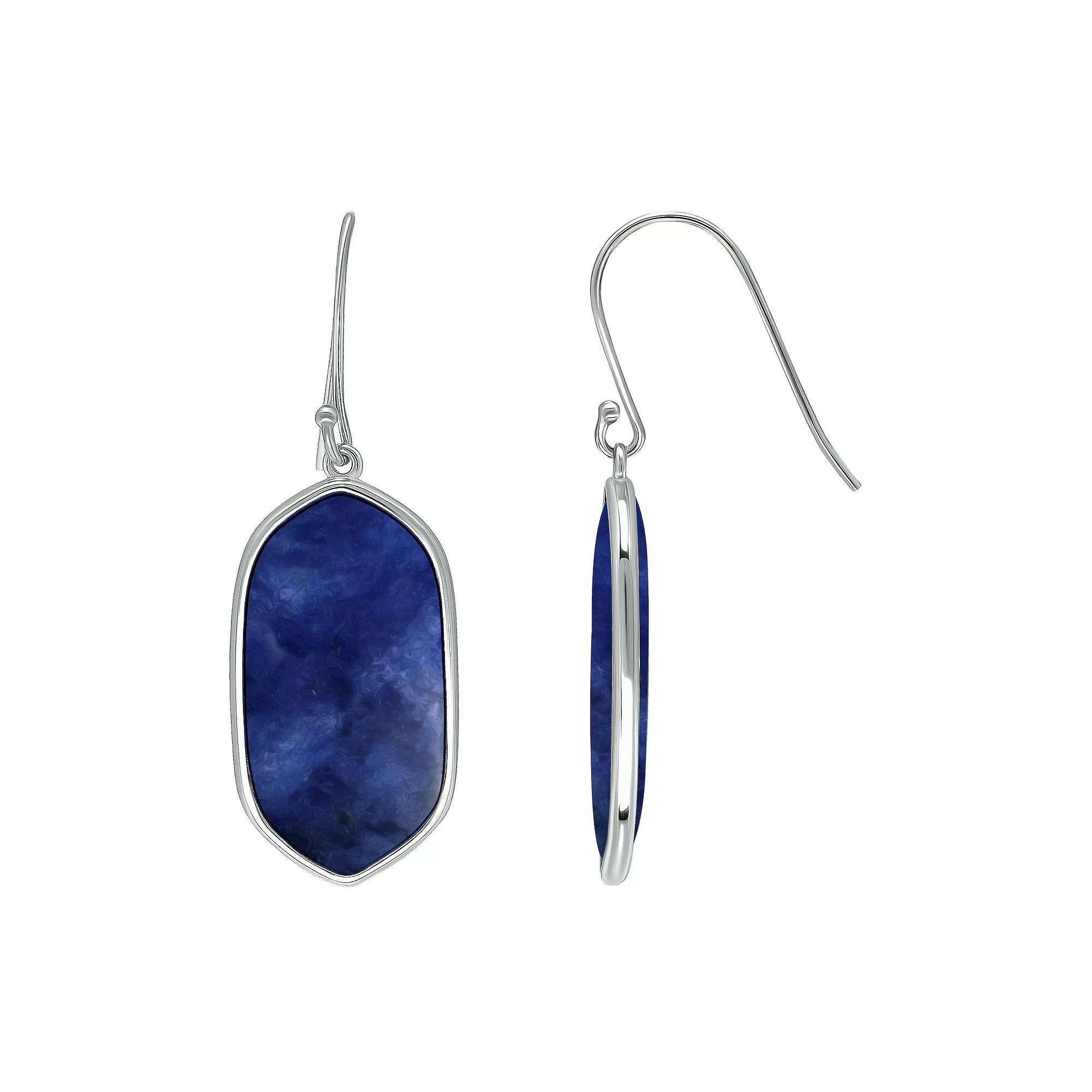 Aleure Precioso Sterling Silver Oval Gemstone Drop Earrings, Women's, Light Blue Product Image