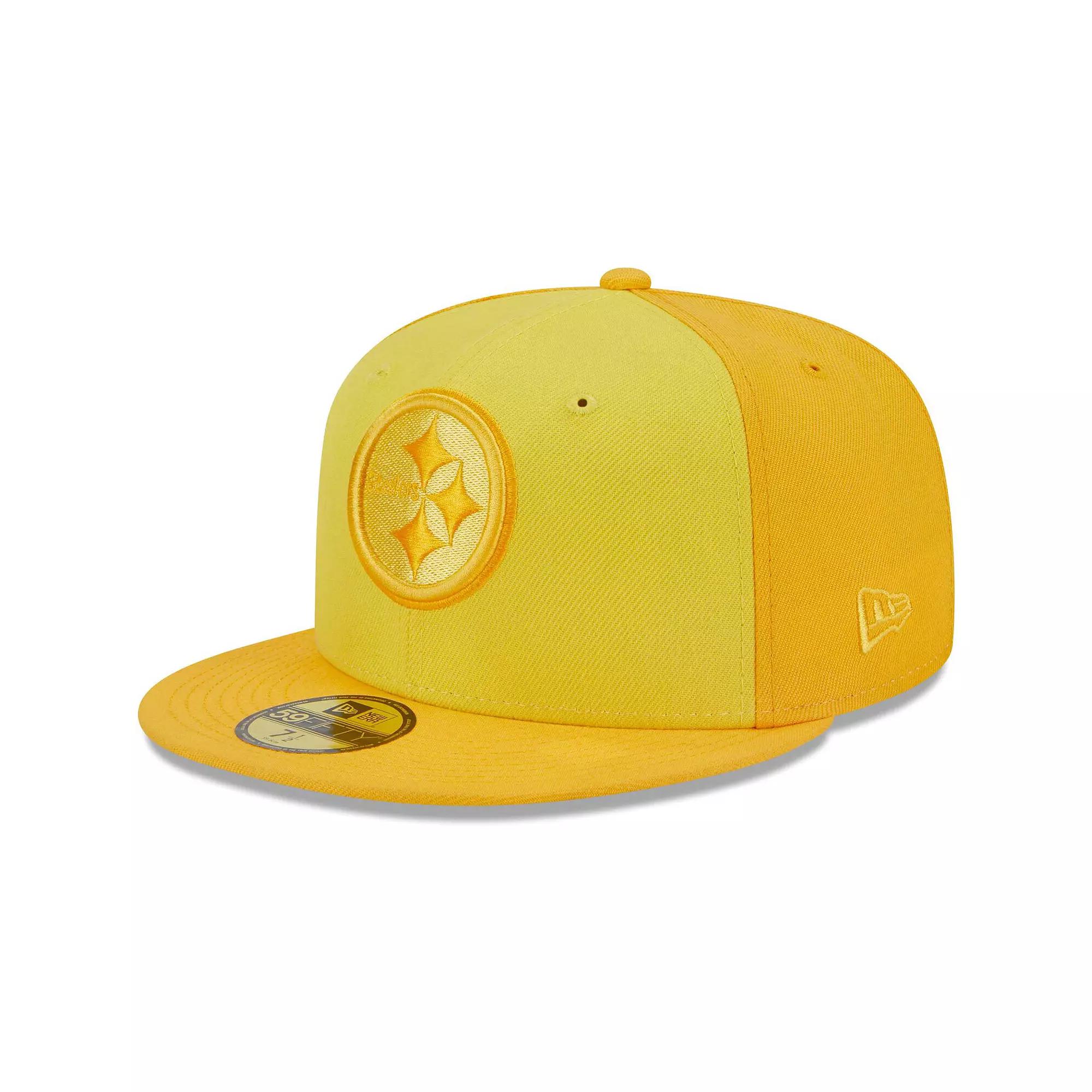 Men's New Era  Gold Pittsburgh Steelers Tri-Tone 59FIFTY Fitted Hat, Size: 7 1/4 Product Image