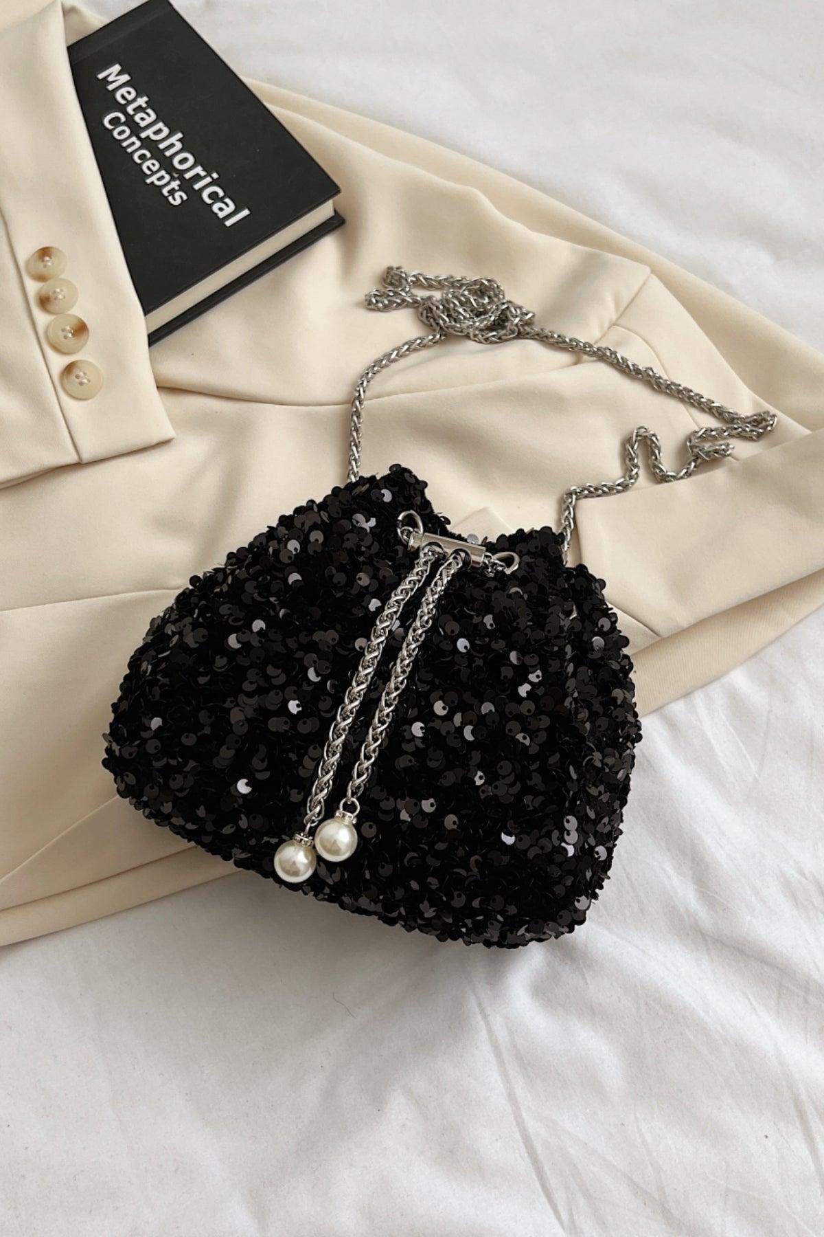 Sequin Chain Drawstring Bucket Bag Product Image