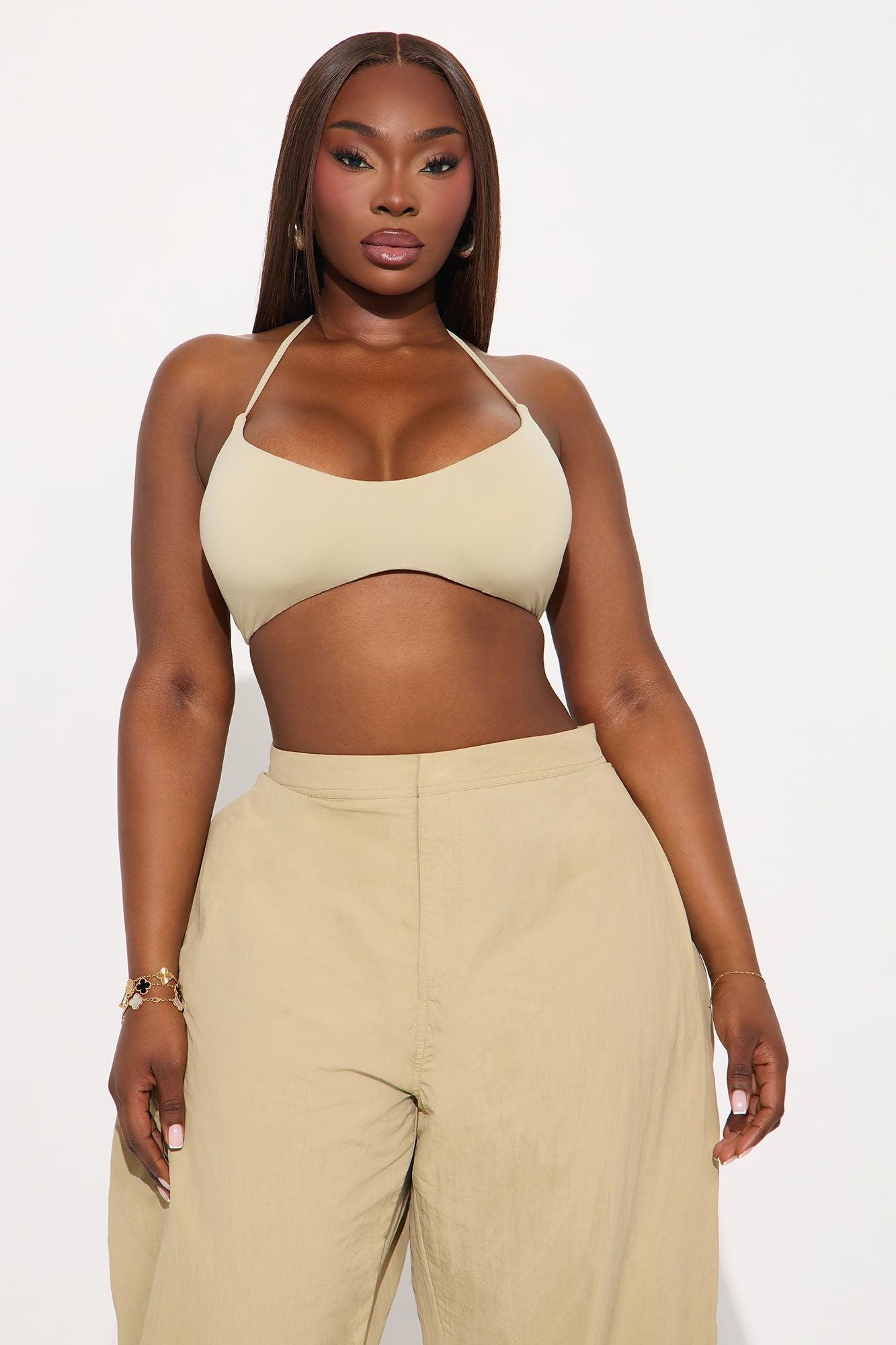 Second Skin Double Lined Halter Bra Top - Stone Female Product Image