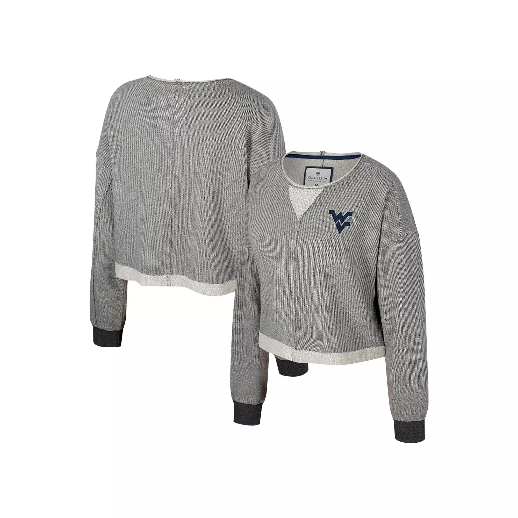 Women's Colosseum Charcoal Alabama Crimson Tide Magnum Scoop Neck Cropped Pullover Sweatshirt,  Product Image