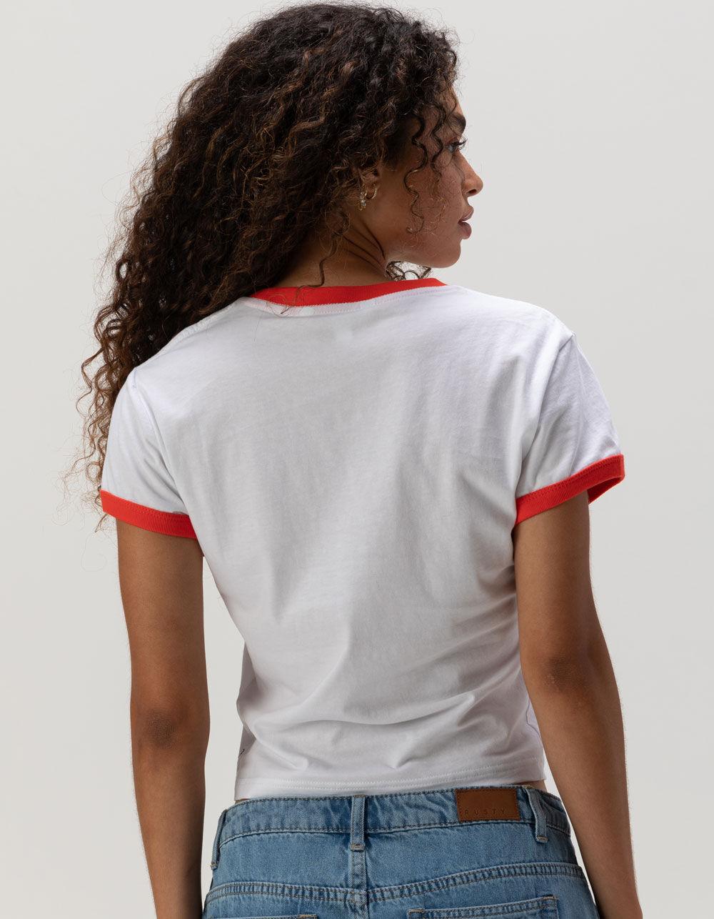 RUSTY 1985 Womens Skimmer Ringer Tee - WHITE Product Image