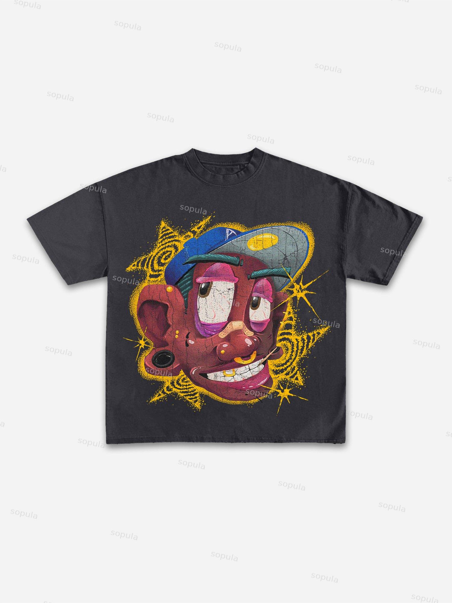 Fun Big Face Graphic Cotton T-shirt Product Image