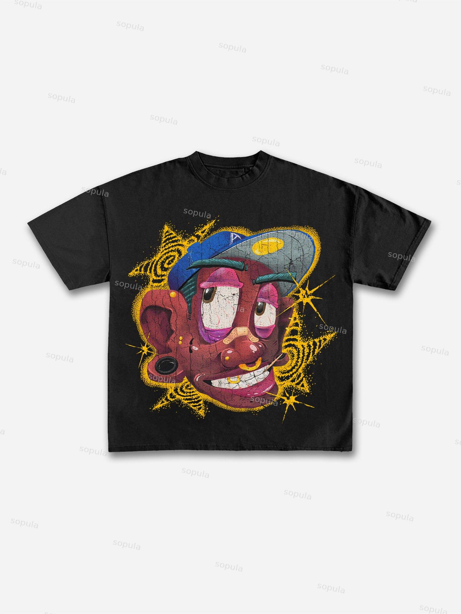 Fun Big Face Graphic Cotton T-shirt Product Image
