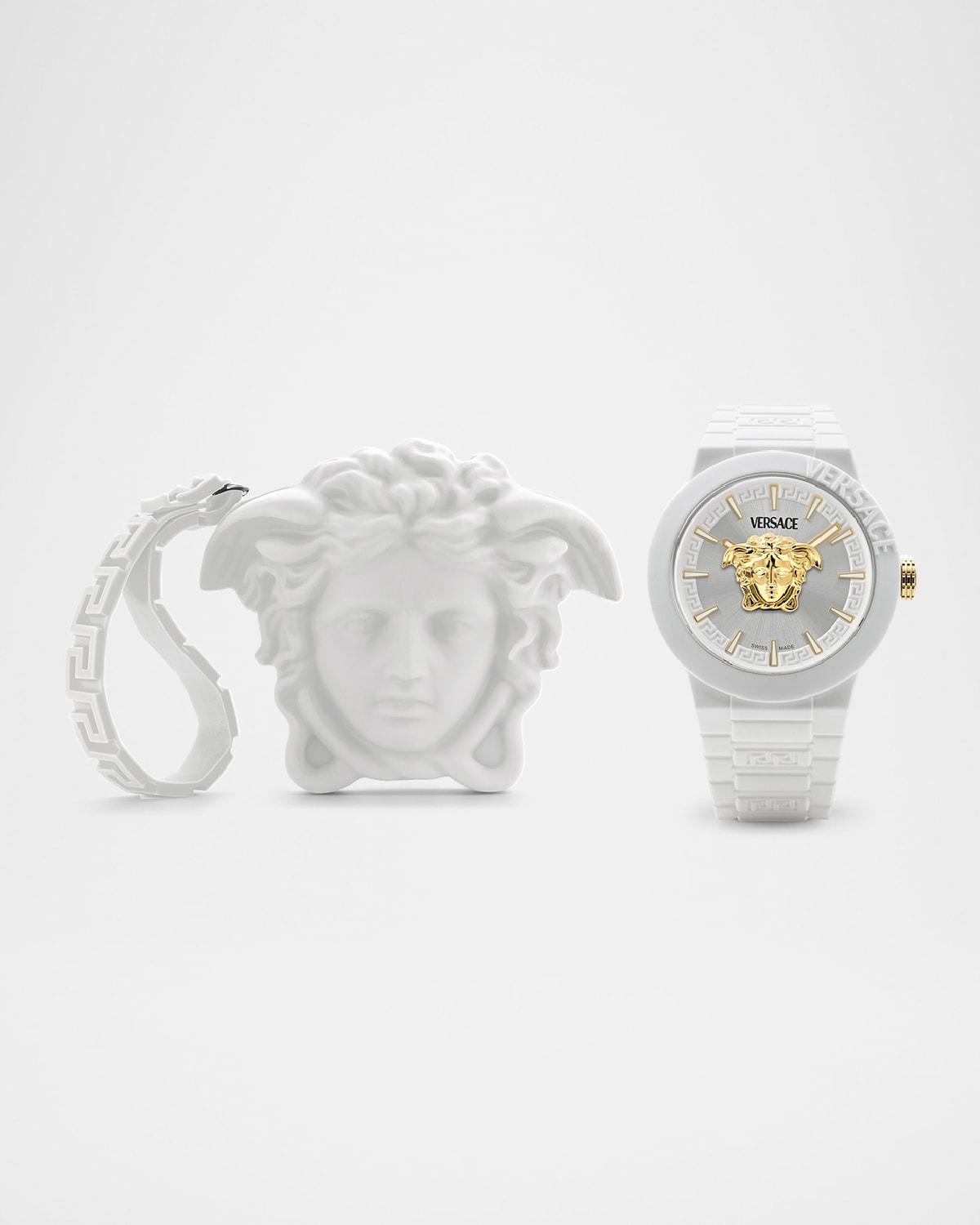 Mens V-Pop White Silicone Watch with Pouch, 43mm Product Image