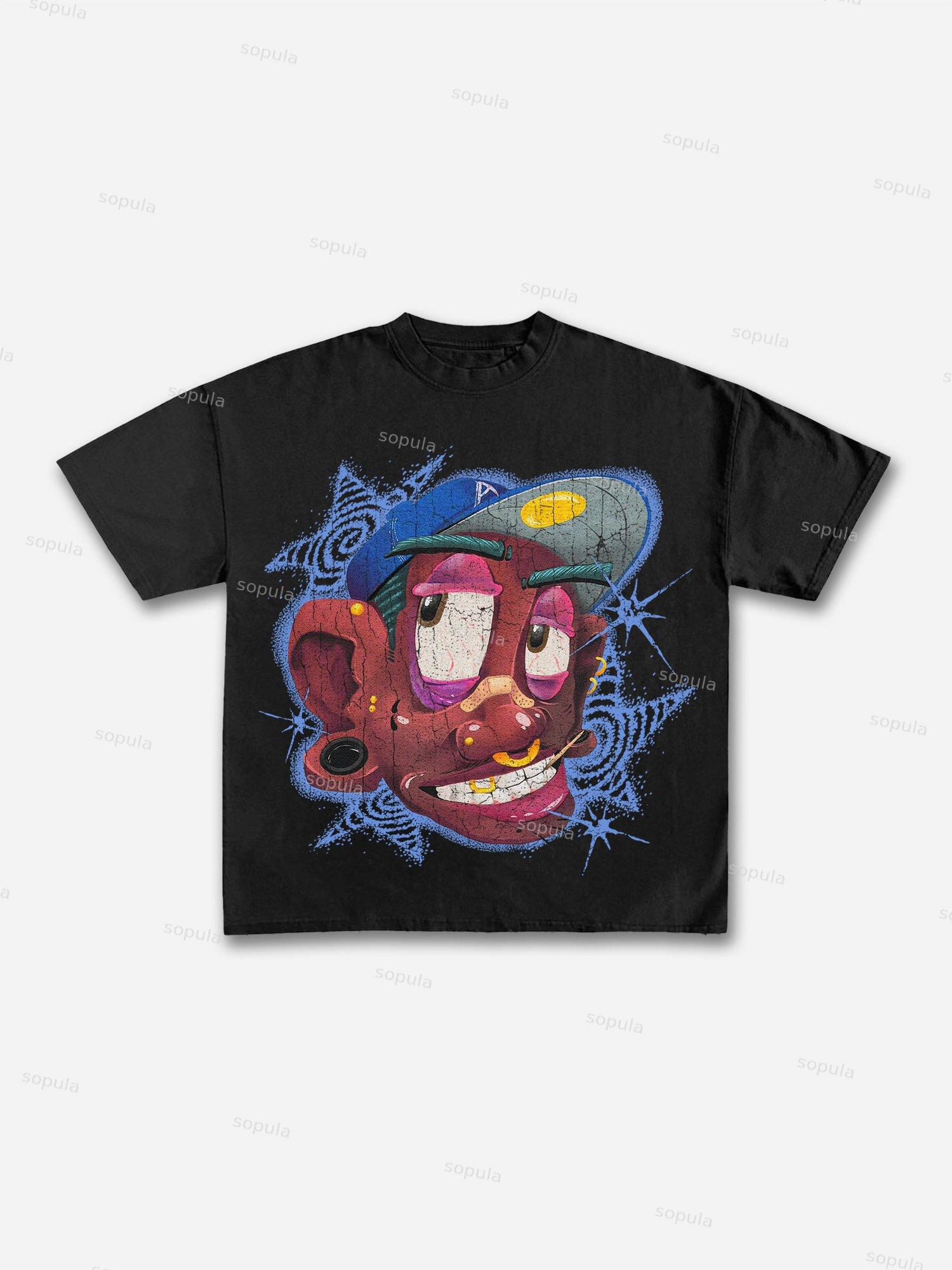 Fun Big Face Graphic Cotton T-shirt Product Image