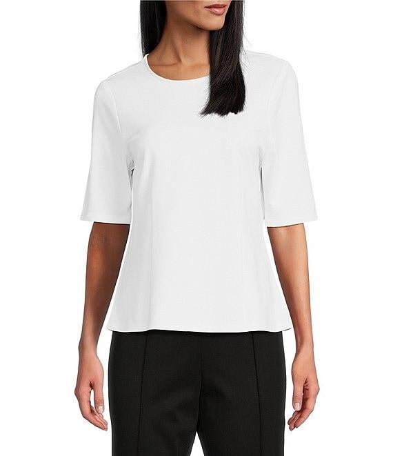 Investments Signature Ponte Short Sleeve Crew Neck Darted Hem Top Product Image