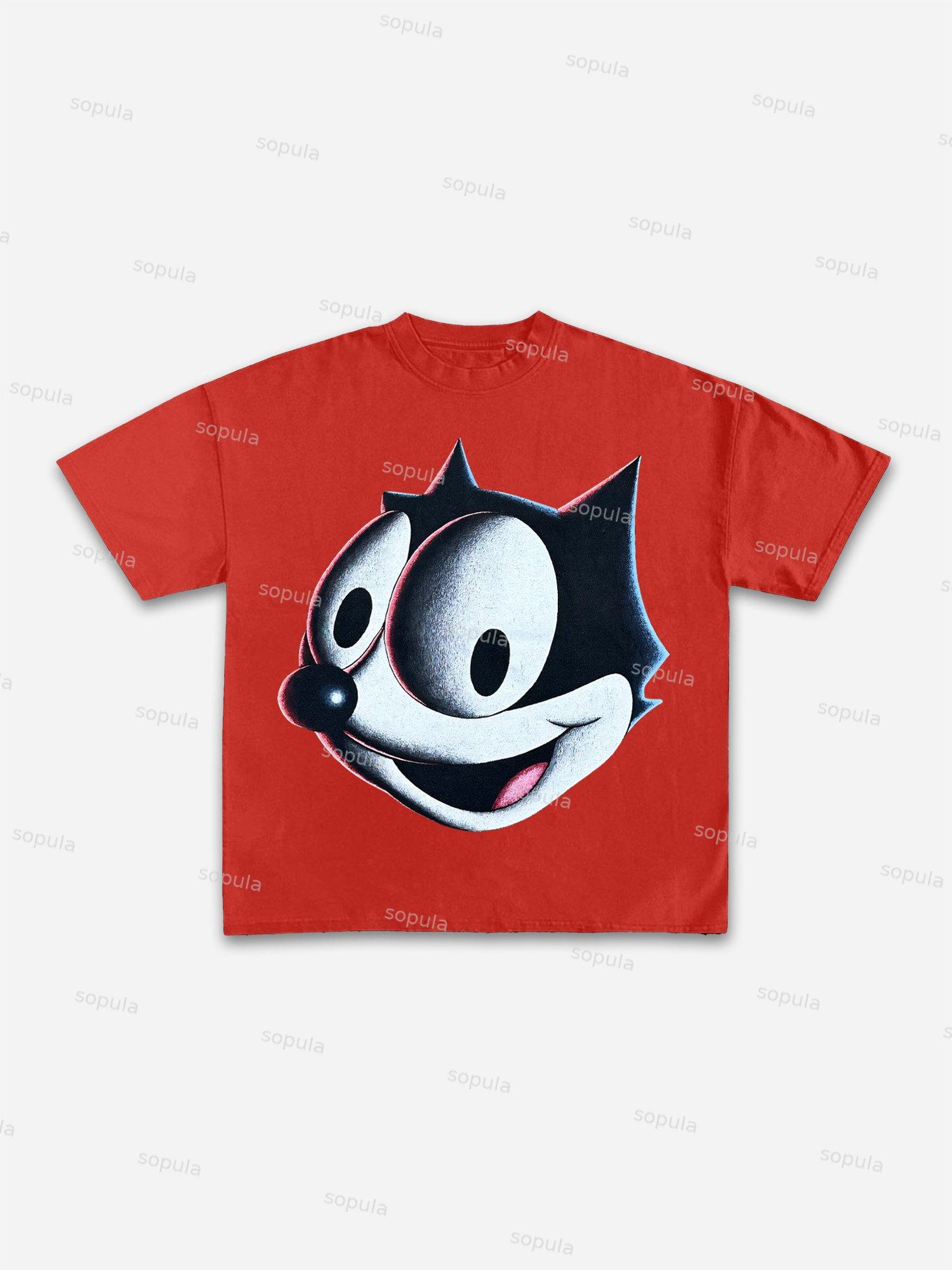 Felix The Cat Cartoon Graphic Print Cotton T-shirt Product Image