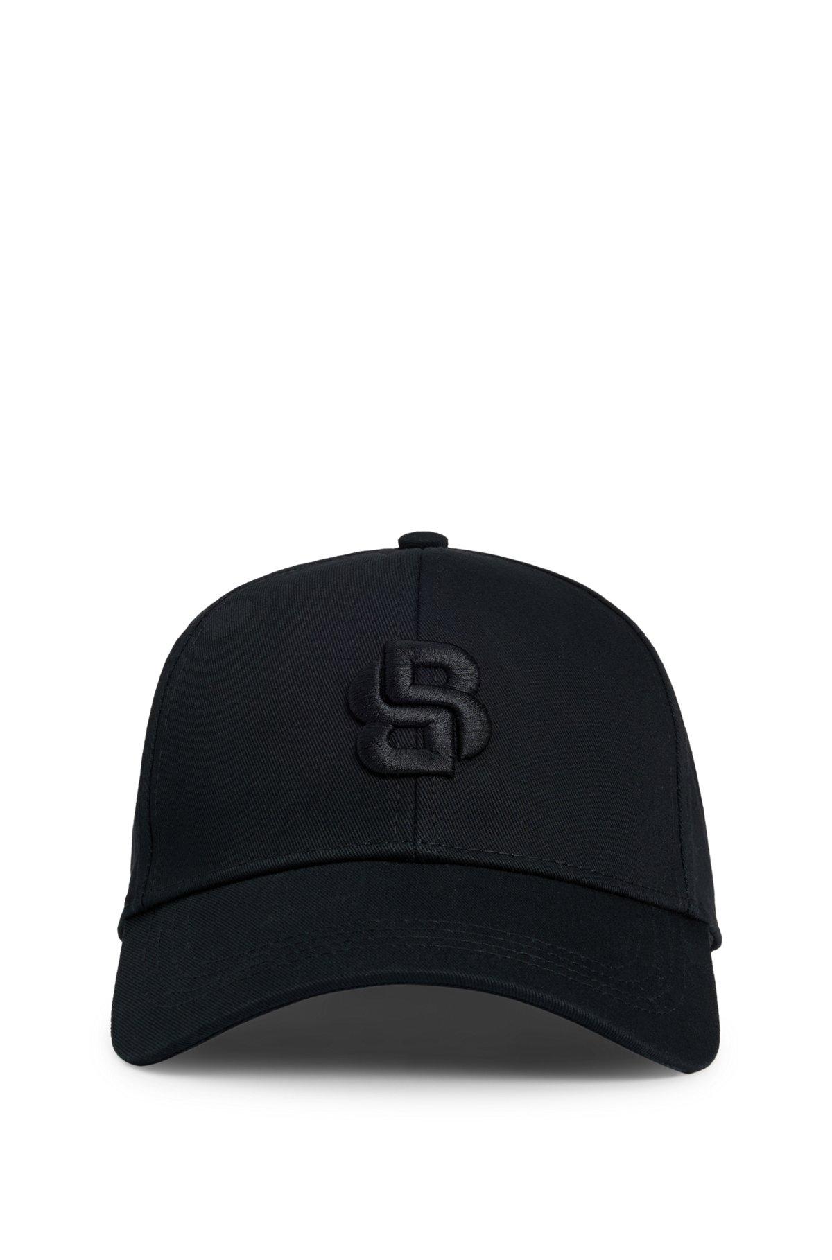 BOSS - Cotton-twill cap with embroidered Double B monogram - Black Product Image