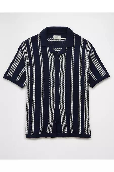 AE Weekend Striped Button-Up Sweater Polo Shirt Men's Product Image