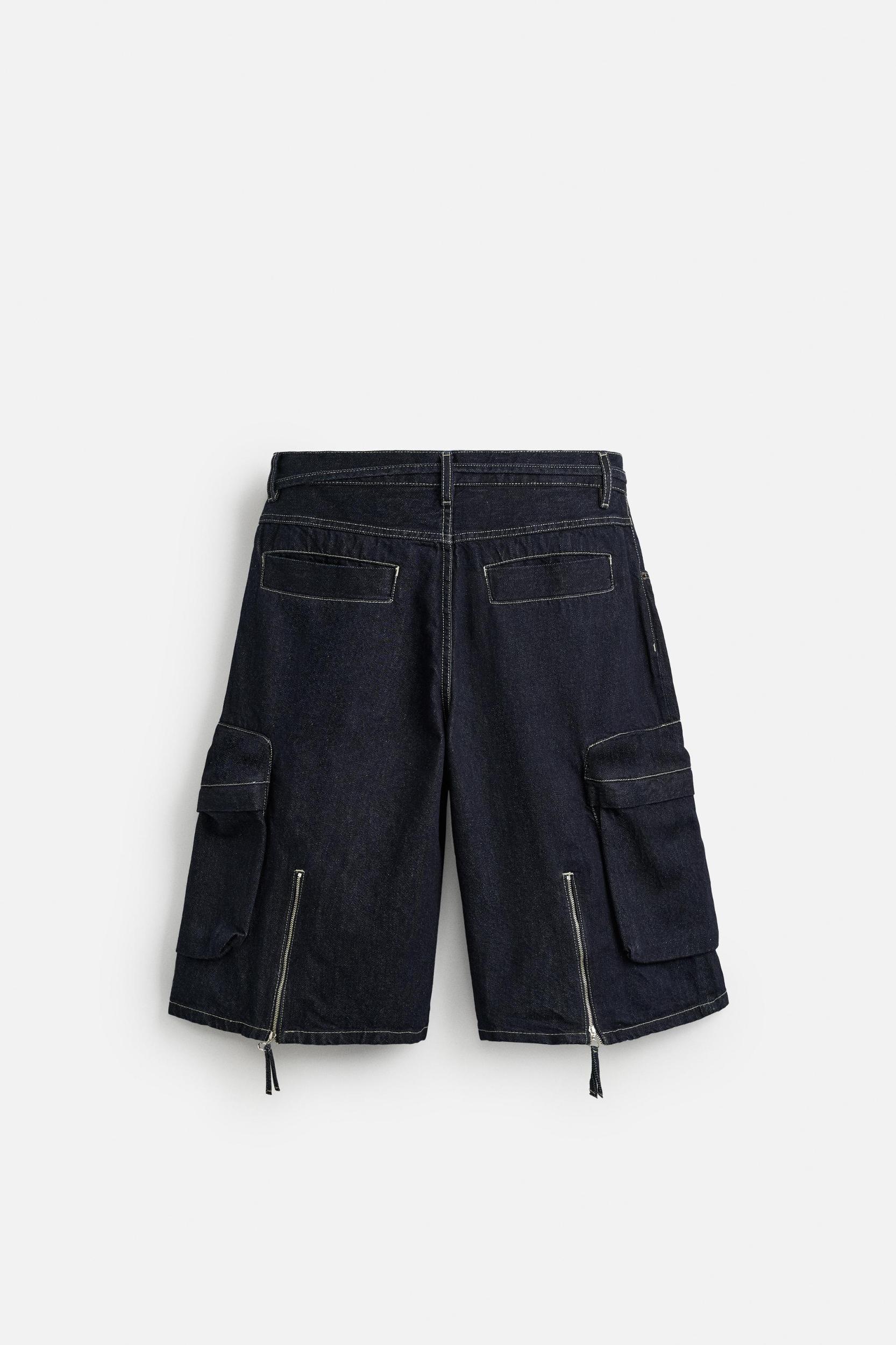 WIDE FIT DENIM CARGO SHORTS Product Image