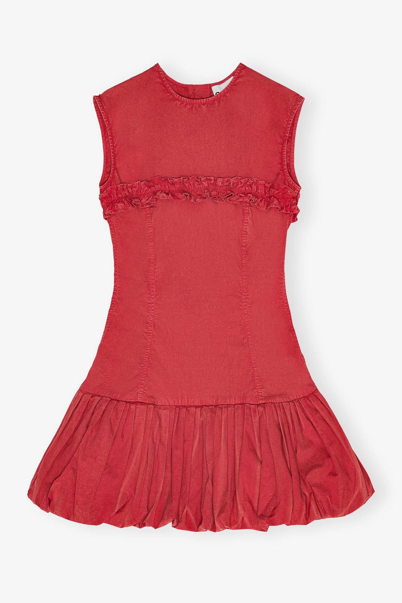Red Washed Stretch Cotton Corset Mini Dress Product Image