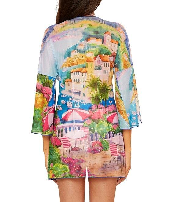 Becca By Rebecca Virtue Positano Stretch Mesh Tie Front Tunic Swim Cover-Up Product Image