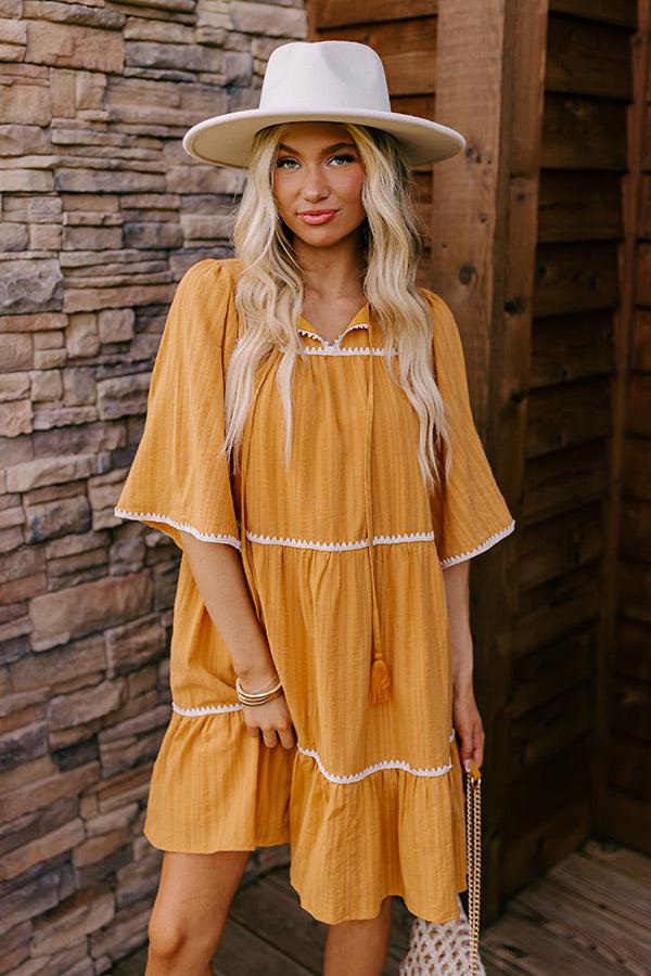 Simply Lovely Tiered Mini Dress in Mustard Product Image