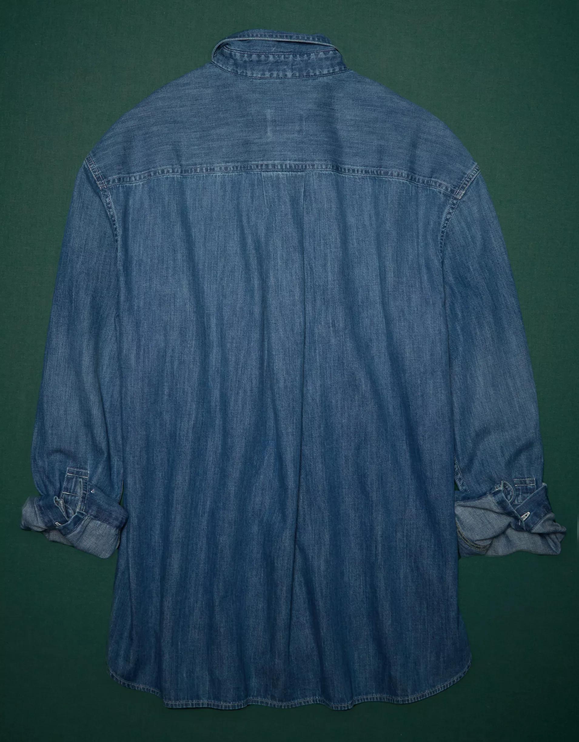 AE77 Premium Denim Boyfriend Shirt Product Image