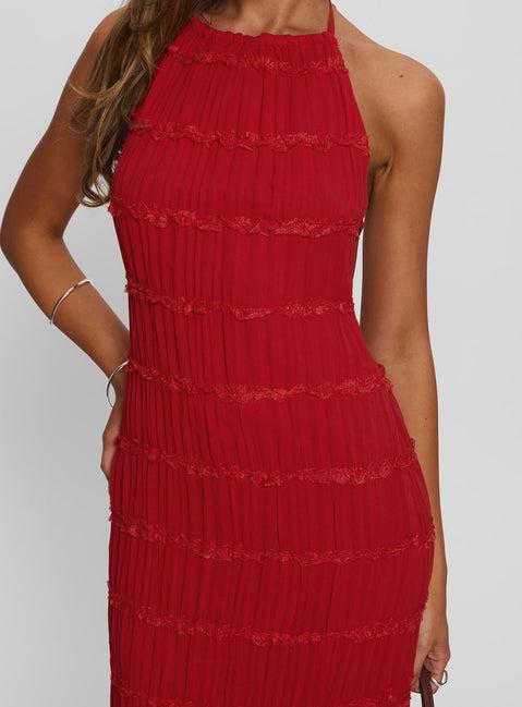 Klarissa Halter Maxi Dress Red Product Image
