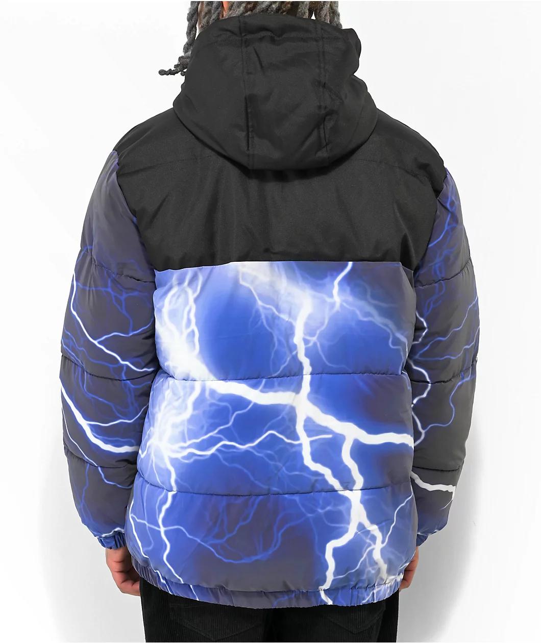 Members Only Lightning Blue Hooded Puffer Jacket Product Image