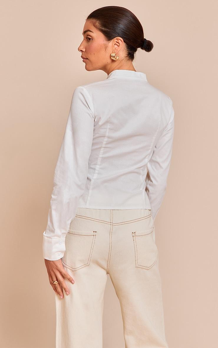 Petite White Zip Up Shirt Product Image