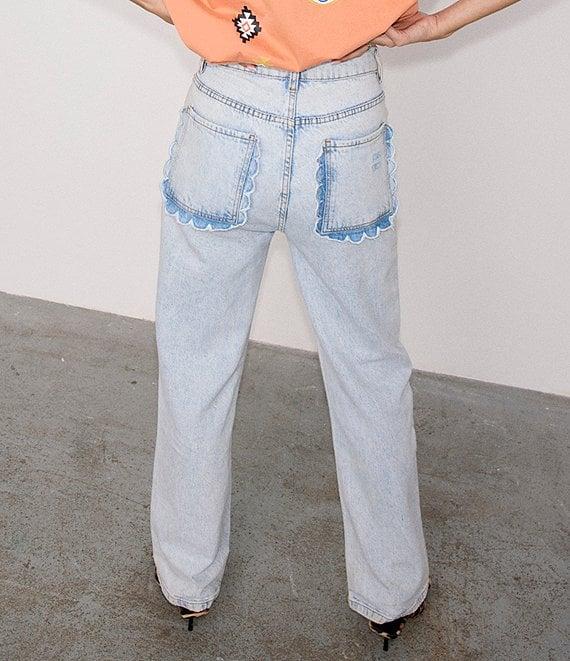 Never Fully Dressed Scallop Pocket Detail Straight Leg Jeans Product Image