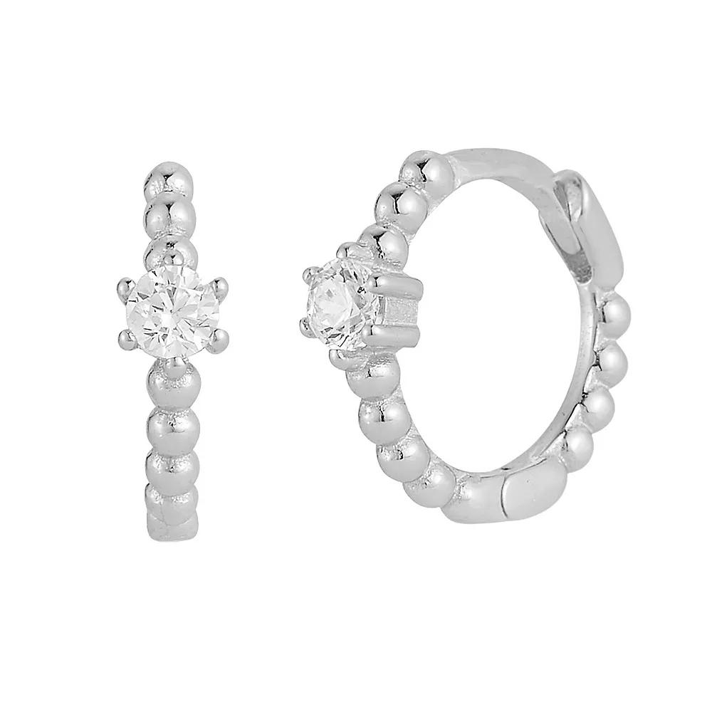 Sunkissed Sterling Cubic Zirconia Hoop Earrings, Women's, Silver Tone Product Image