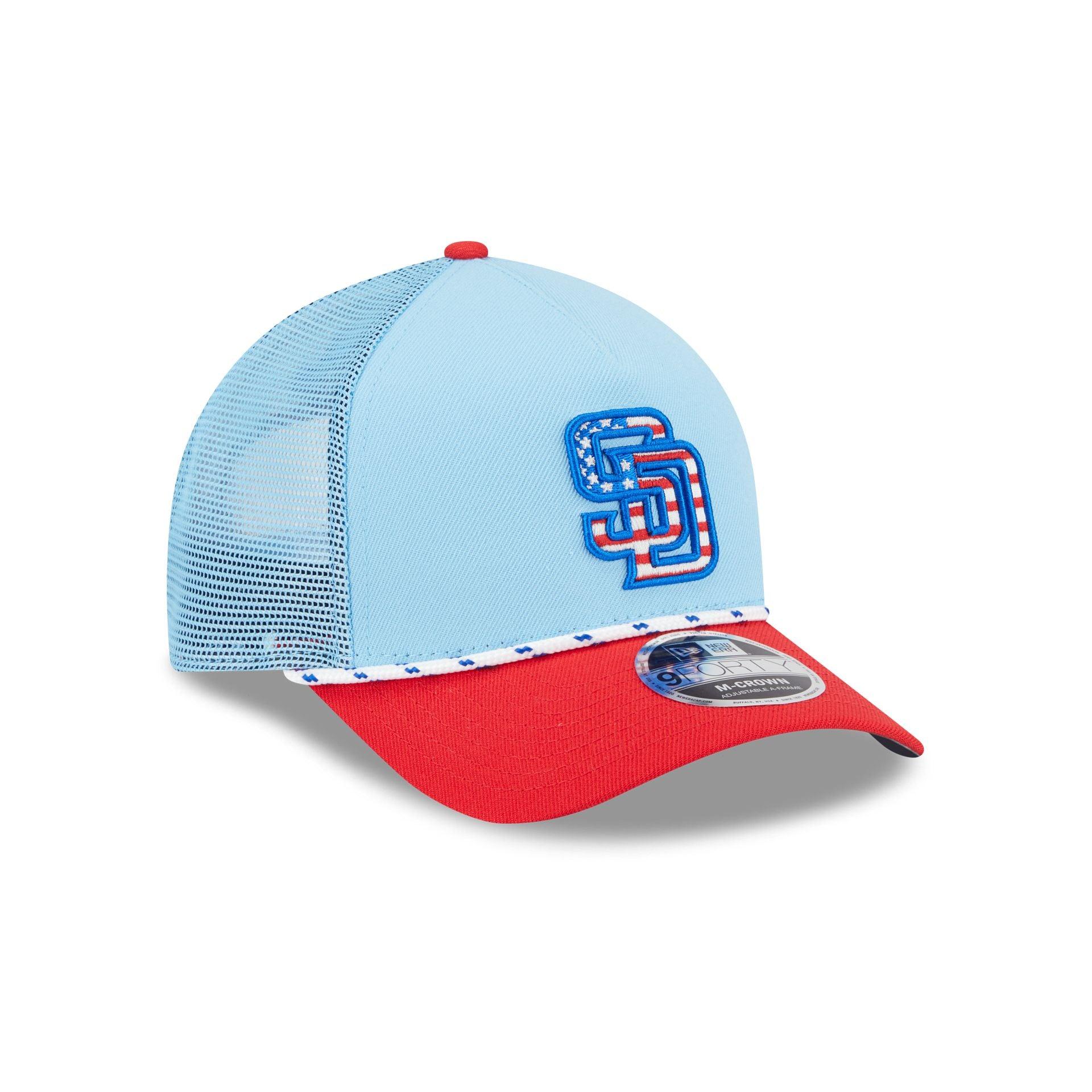 San Diego Padres Independence Day 2025 9FORTY M-Crown A-Frame Trucker Hat Male Product Image