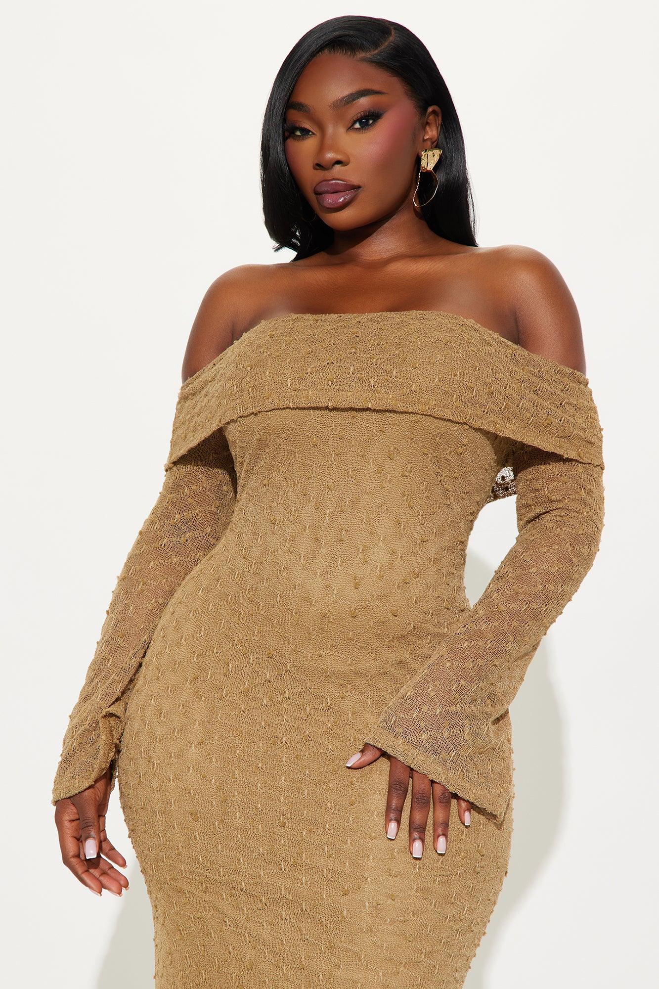 Emma Crochet Maxi Dress - Taupe Product Image