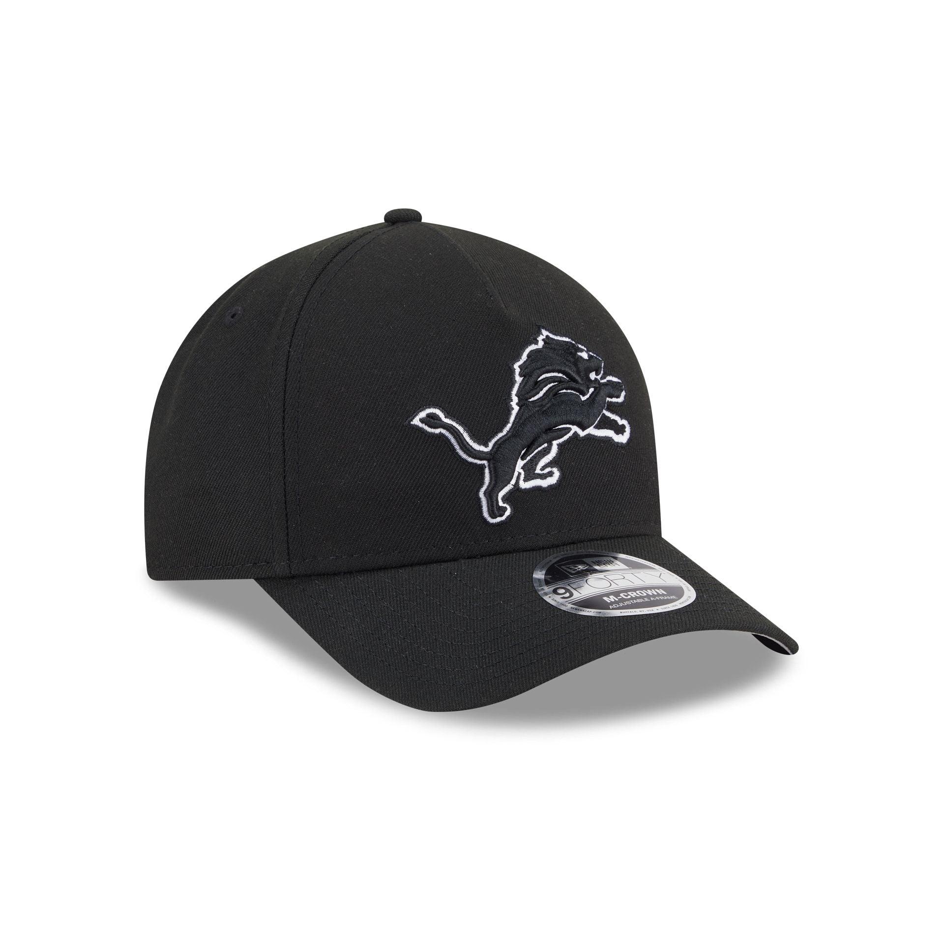 Detroit Lions Black & White 9FORTY M-Crown A-Frame Snapback Hat Male Product Image